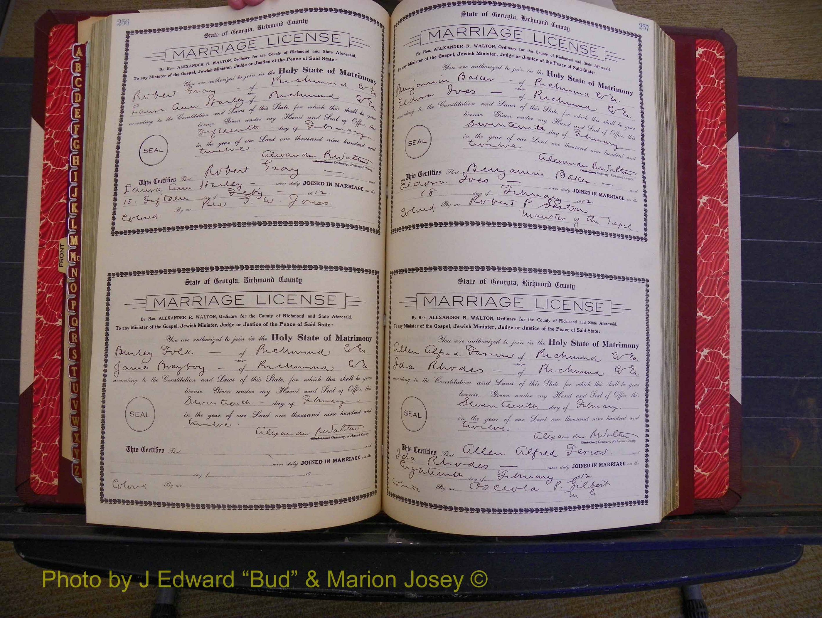 Richmond Marriages, Book GG, 1911-1912 P 256-257.JPG