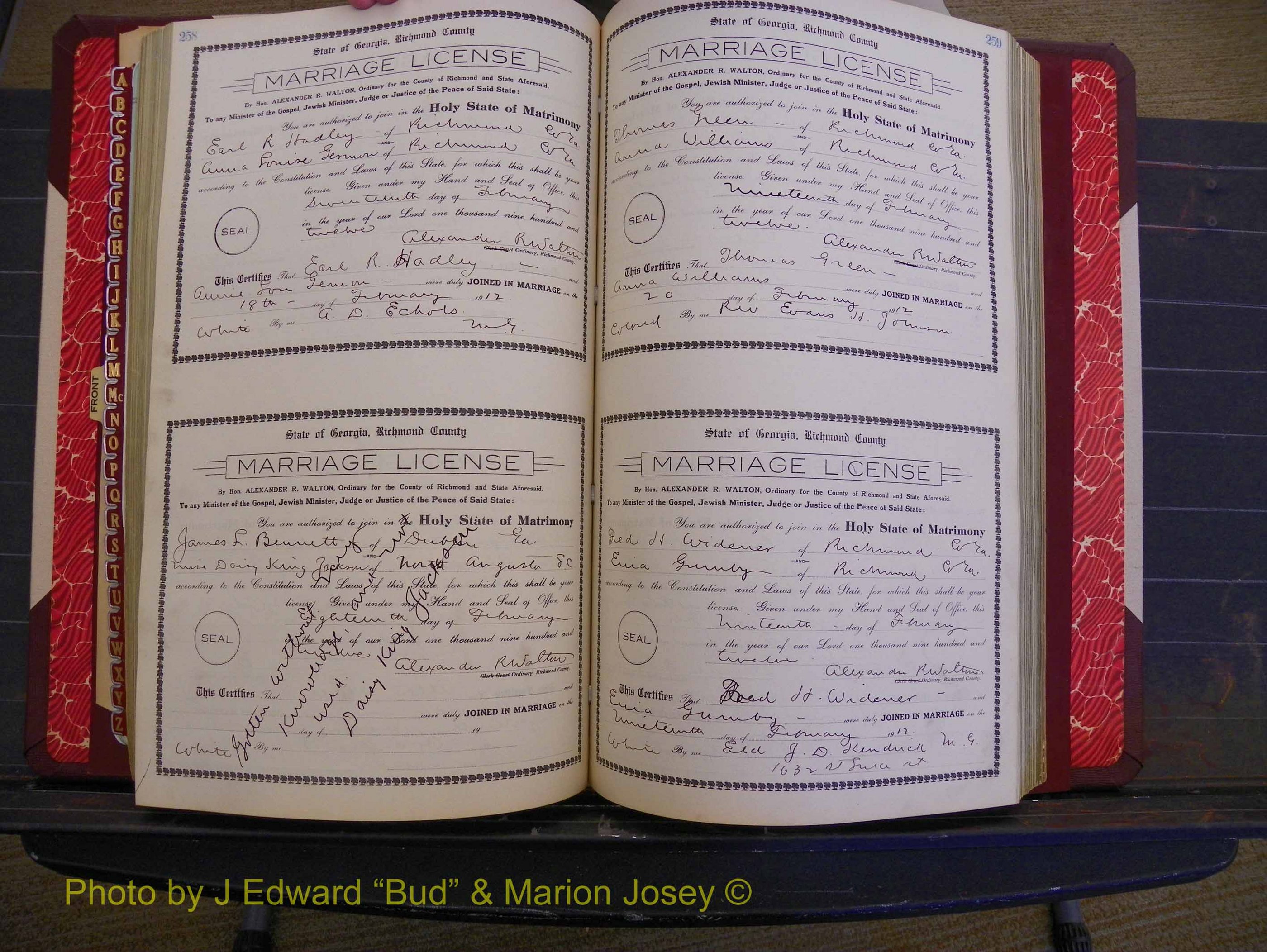 Richmond Marriages, Book GG, 1911-1912 P 258-259.JPG