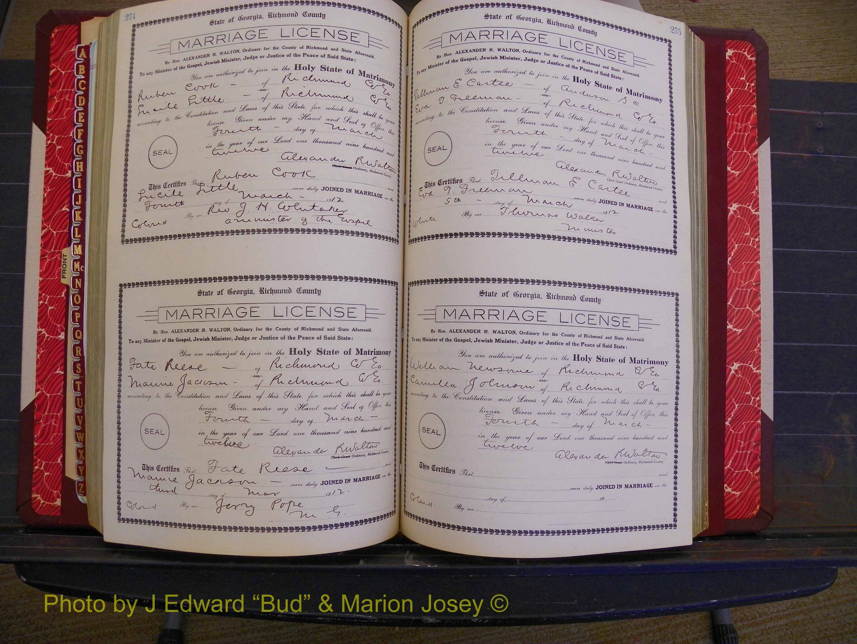 Richmond Marriages, Book GG, 1911-1912 P 274-275.JPG