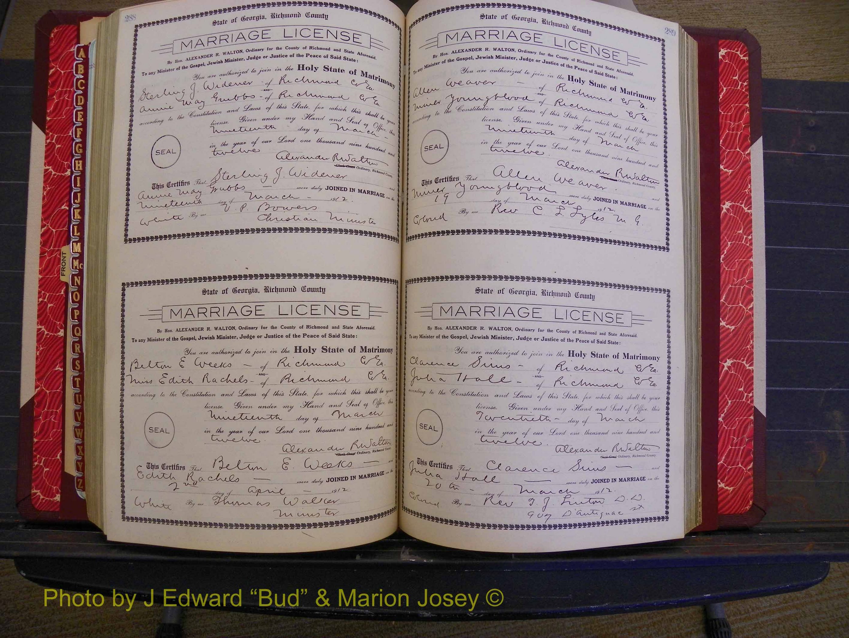 Richmond Marriages, Book GG, 1911-1912 P 288-289.JPG