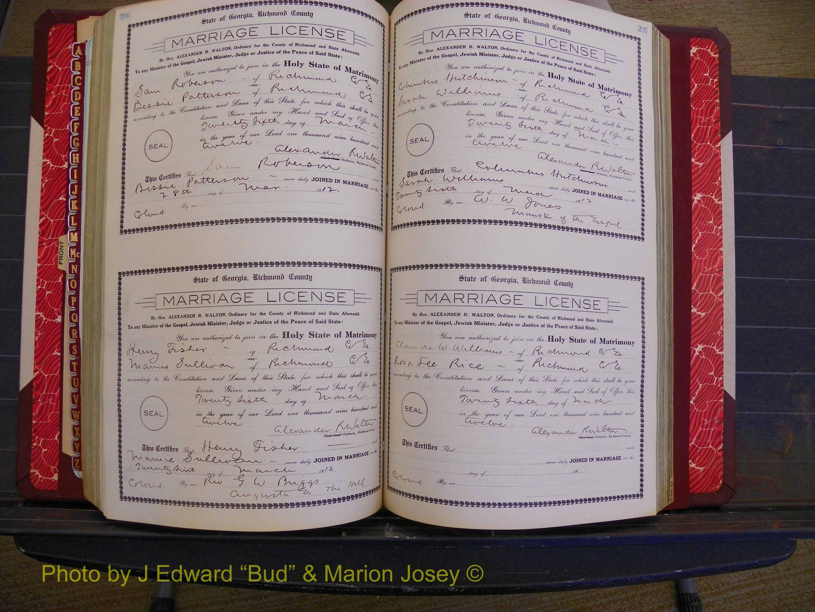 Richmond Marriages, Book GG, 1911-1912 P 296-297.JPG