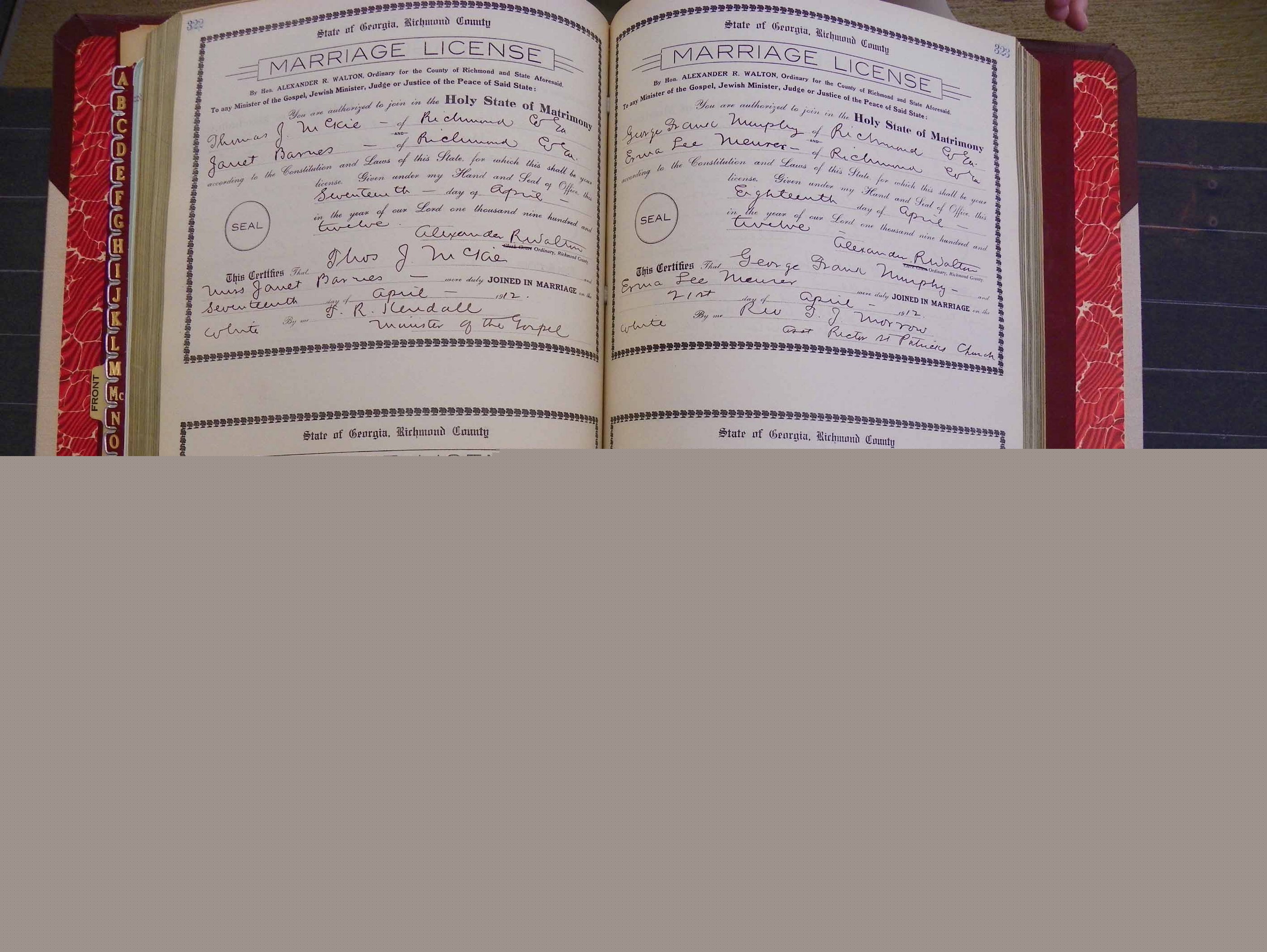 Richmond Marriages, Book GG, 1911-1912 P 322-323.JPG