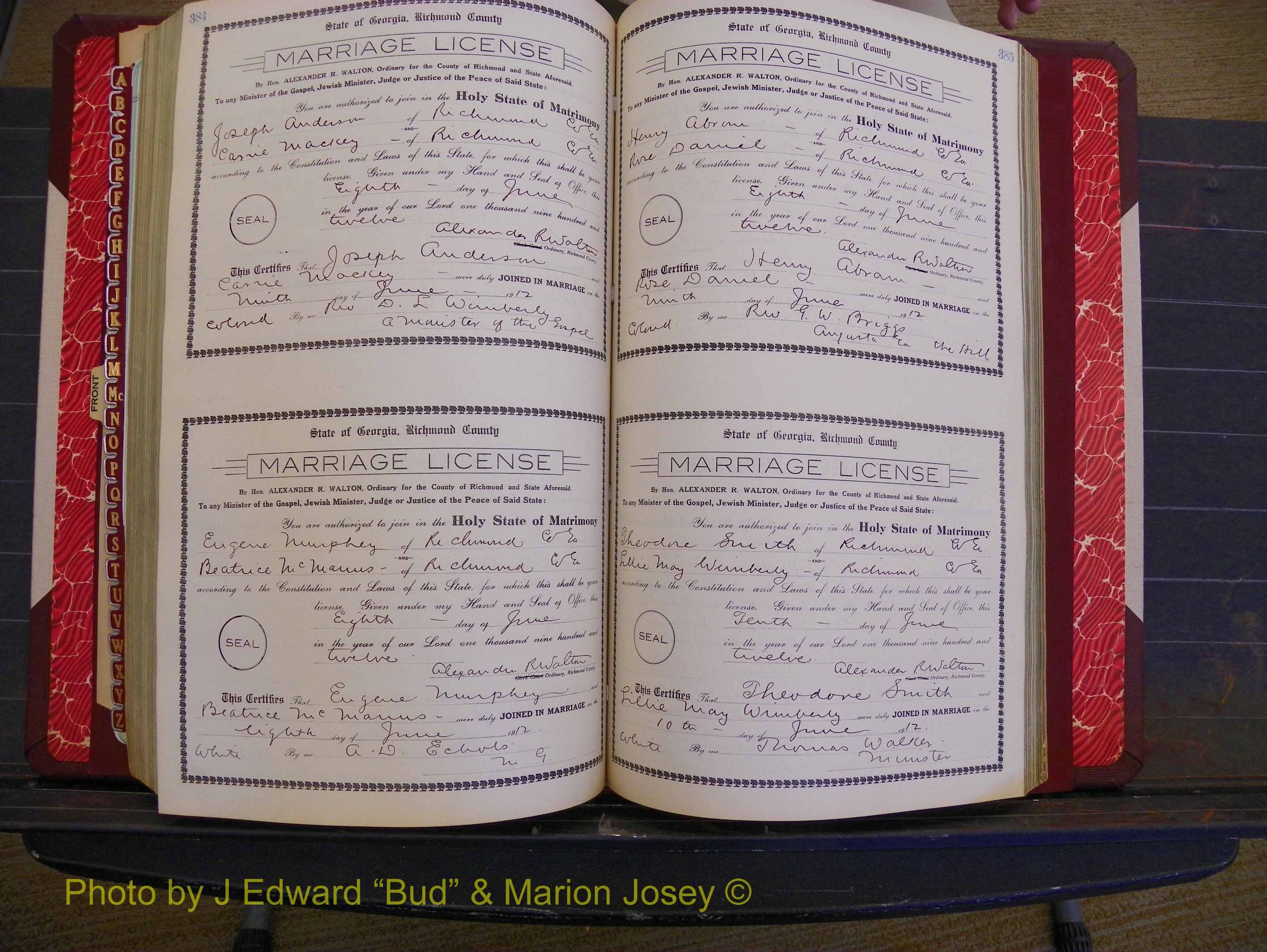Richmond Marriages, Book GG, 1911-1912 P 384-385.JPG