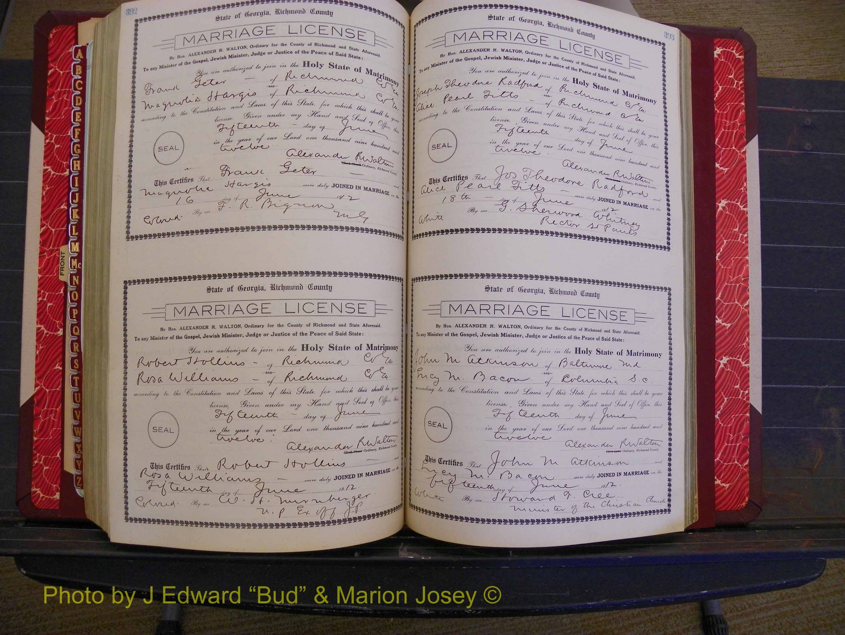 Richmond Marriages, Book GG, 1911-1912 P 392-393.JPG