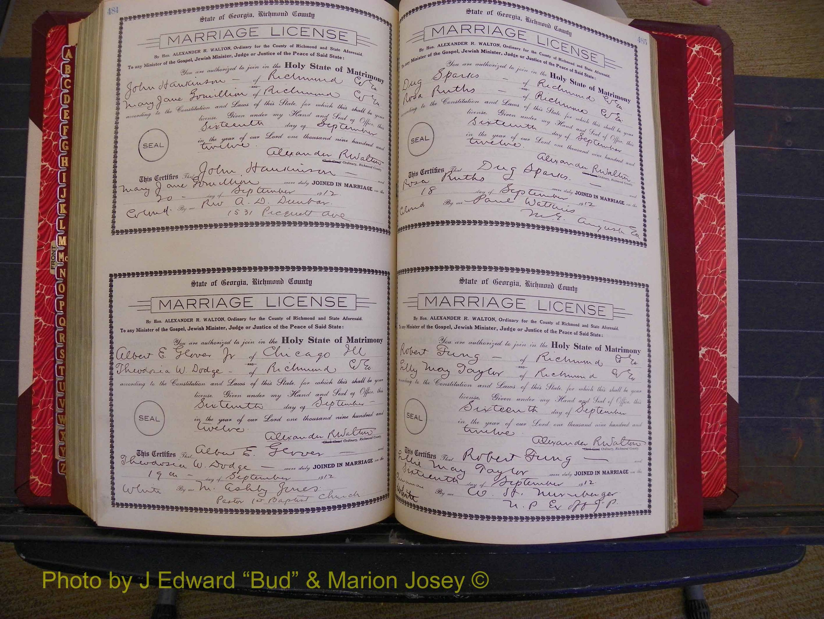 Richmond Marriages, Book GG, 1911-1912 P 484-485.JPG