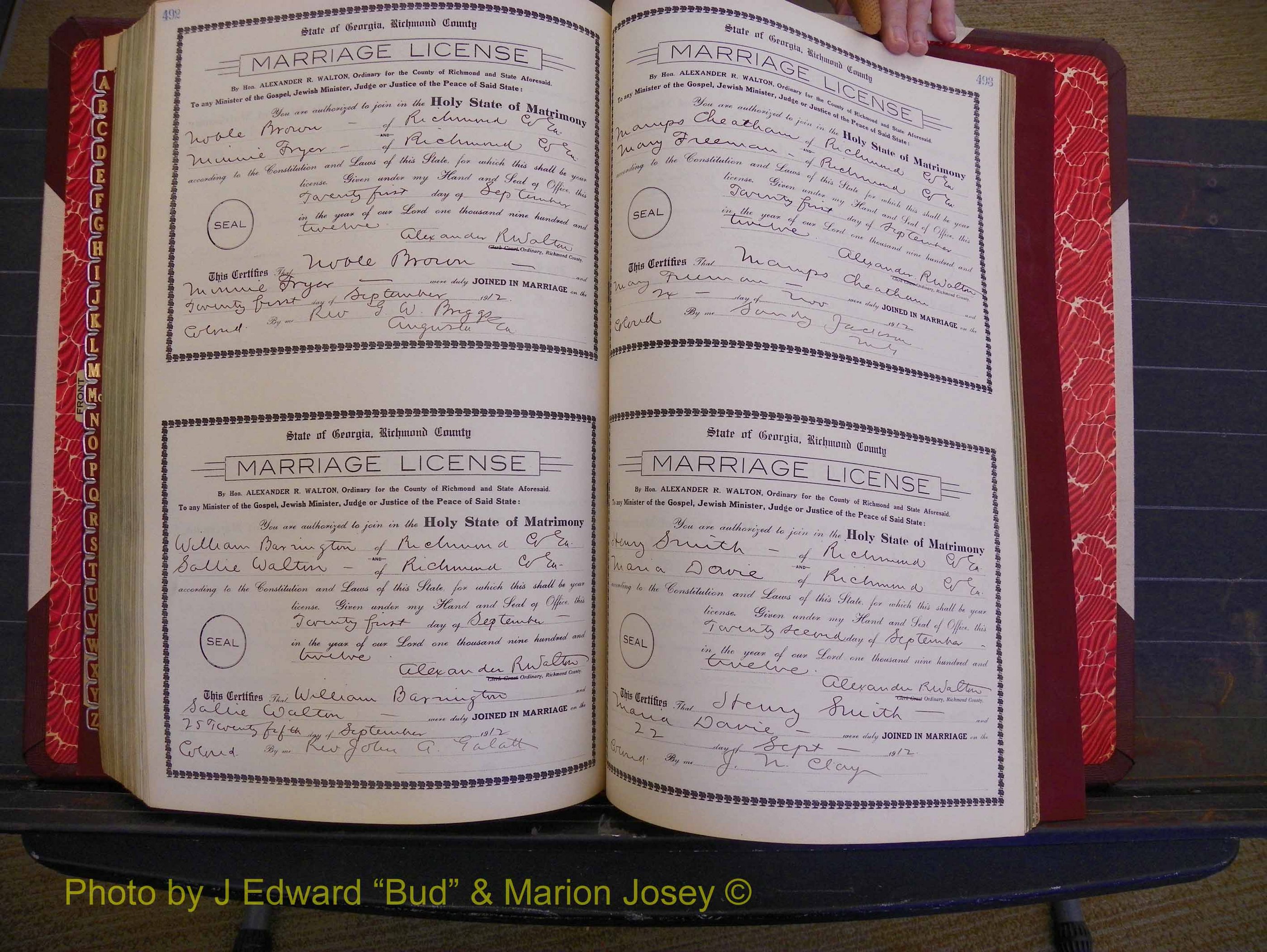 Richmond Marriages, Book GG, 1911-1912 P 492-493.JPG