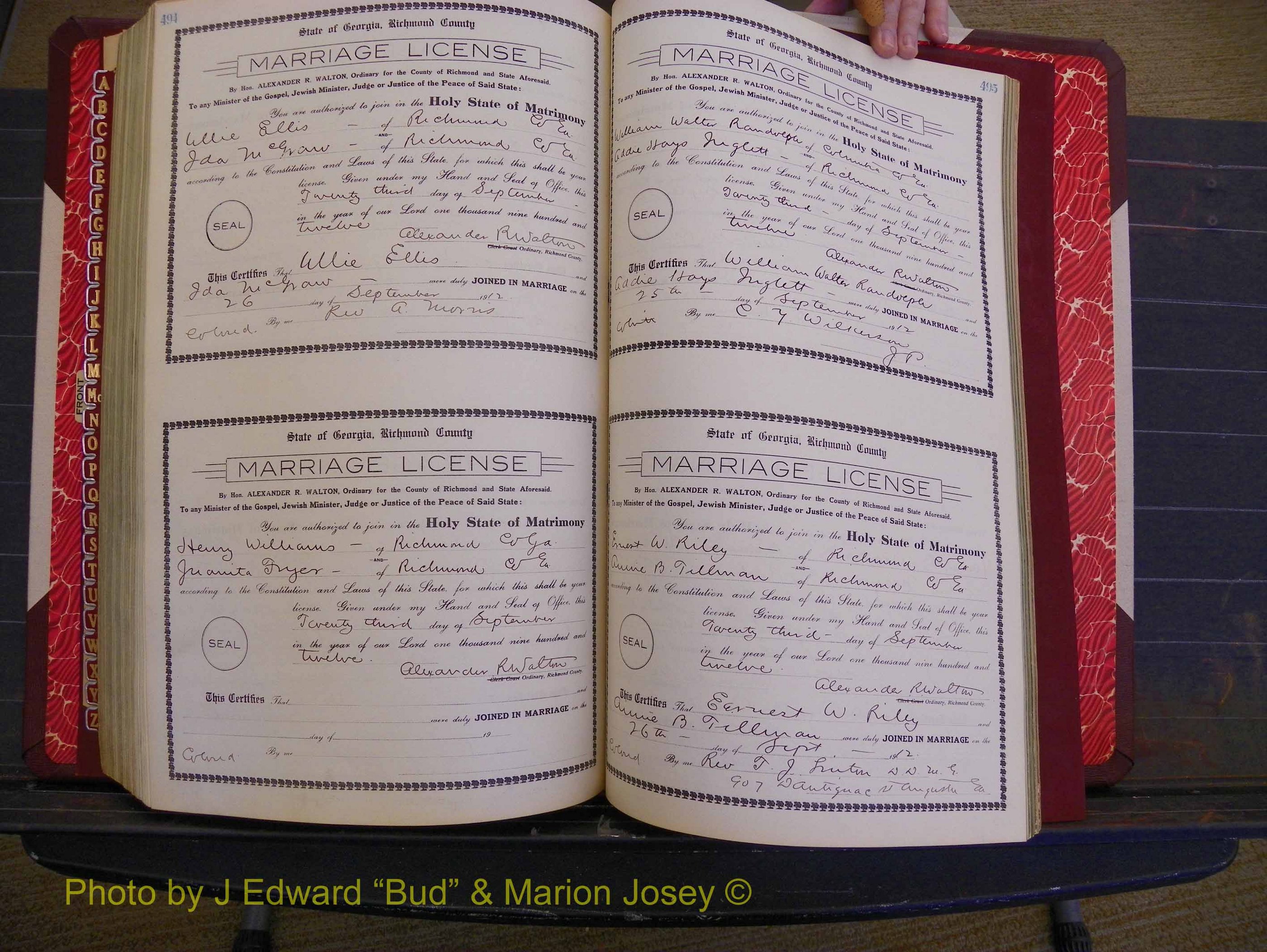Richmond Marriages, Book GG, 1911-1912 P 494-495.JPG