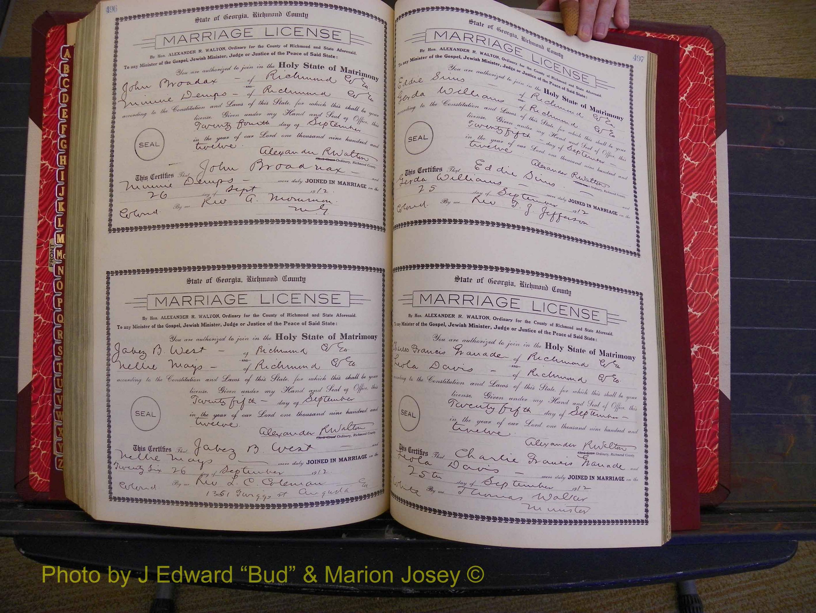 Richmond Marriages, Book GG, 1911-1912 P 496-497.JPG