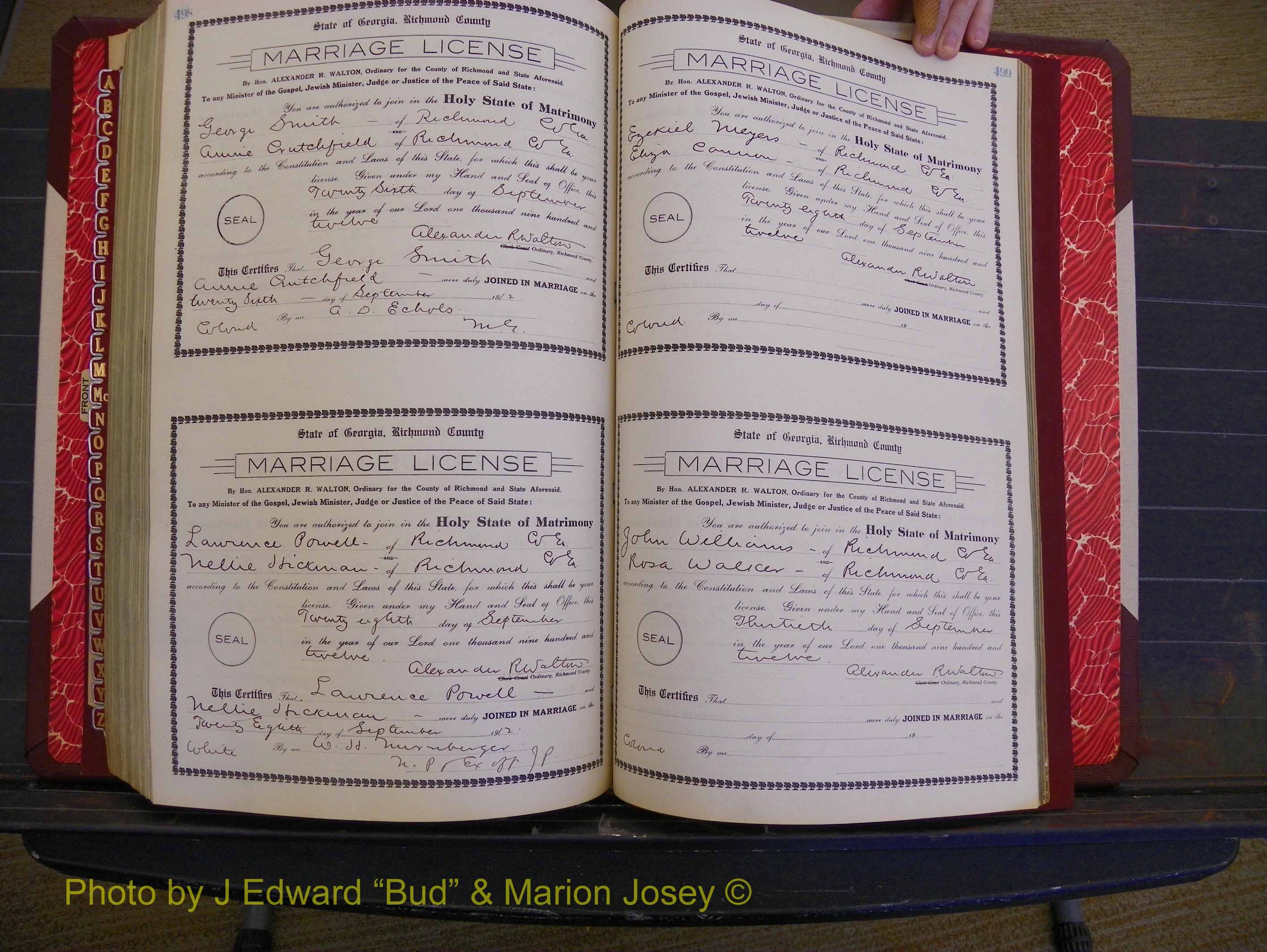 Richmond Marriages, Book GG, 1911-1912 P 498-499.JPG
