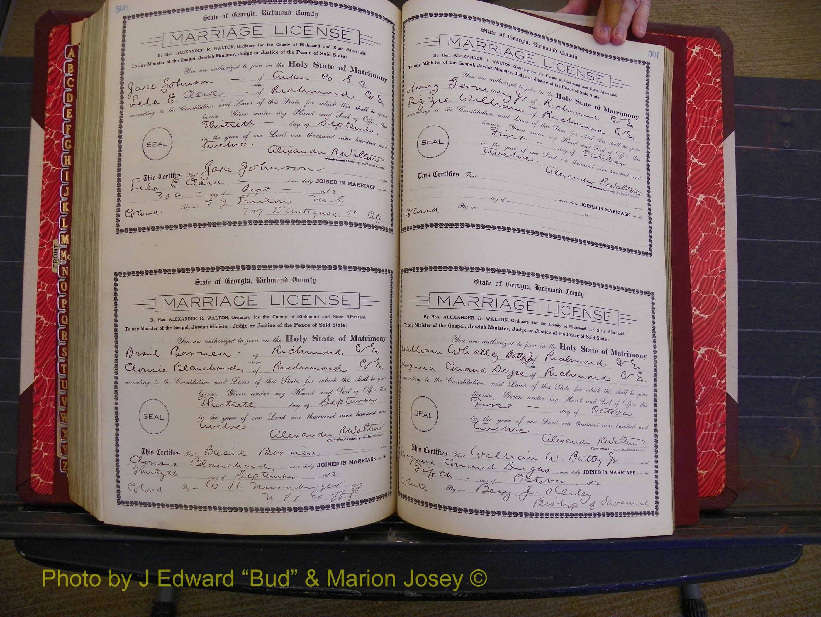 Richmond Marriages, Book GG, 1911-1912 P 500-501.JPG