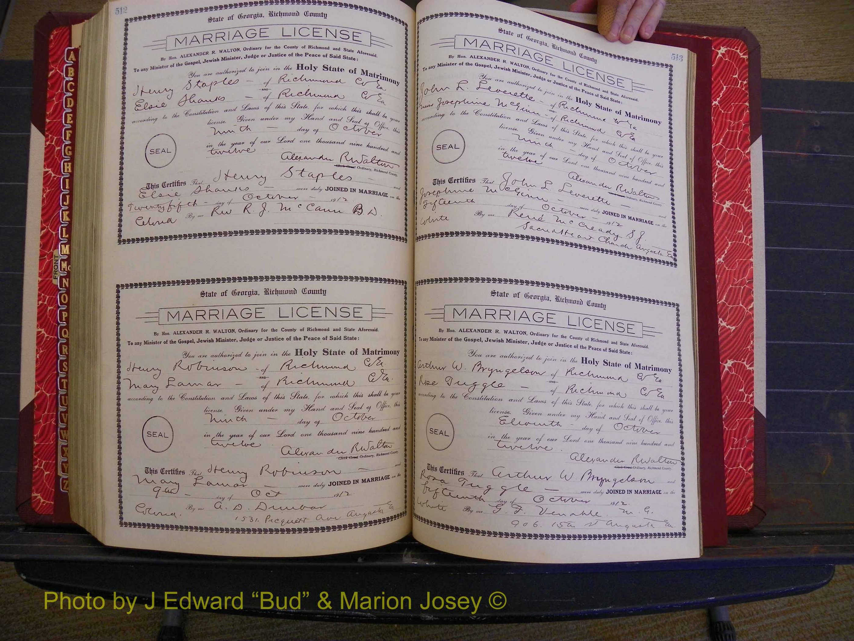 Richmond Marriages, Book GG, 1911-1912 P 512-513.JPG