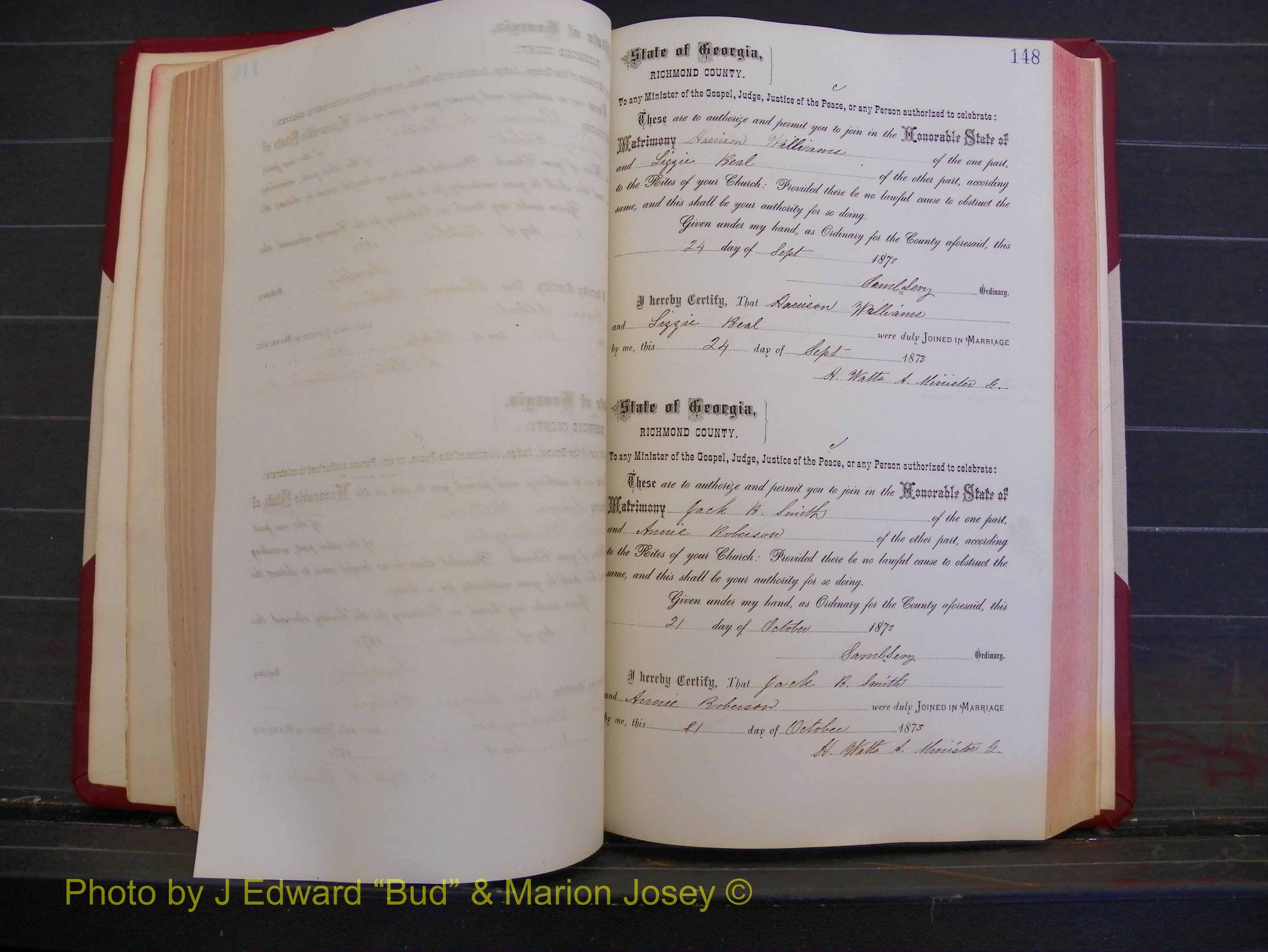 Richmond Marriages, Book H, 1868-1875 P 148.JPG