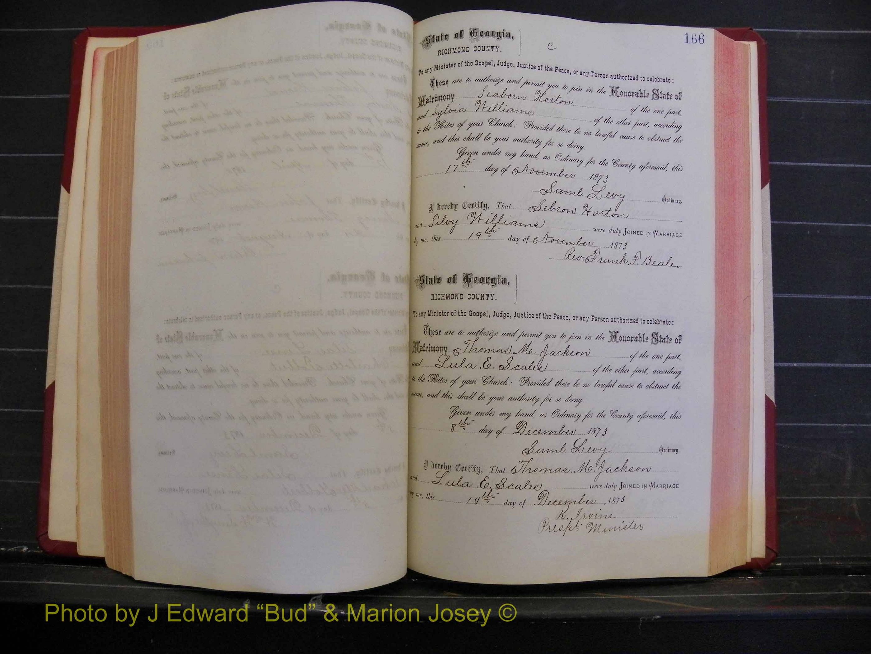 Richmond Marriages, Book H, 1868-1875 P 166.JPG