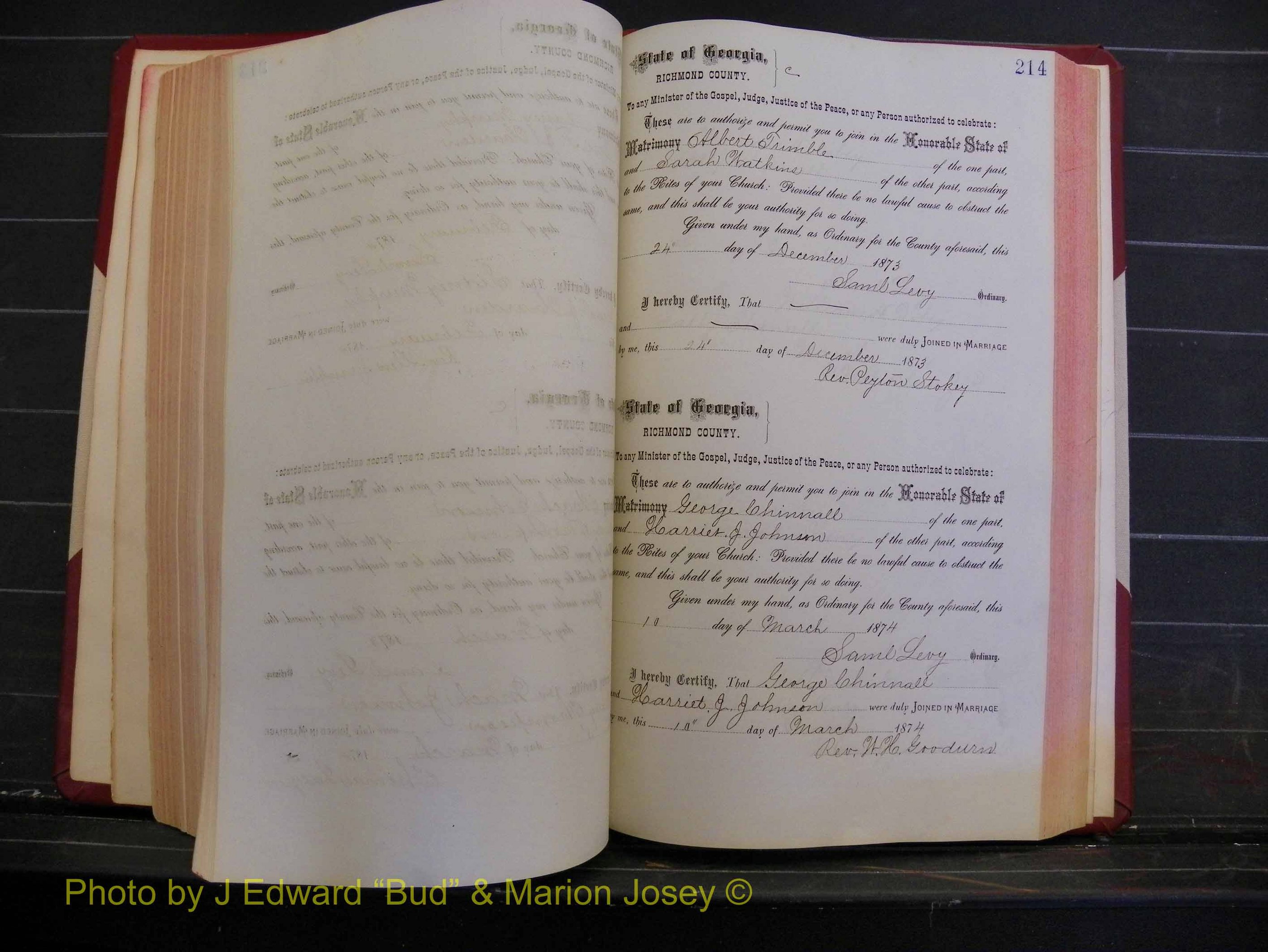 Richmond Marriages, Book H, 1868-1875 P 214.JPG