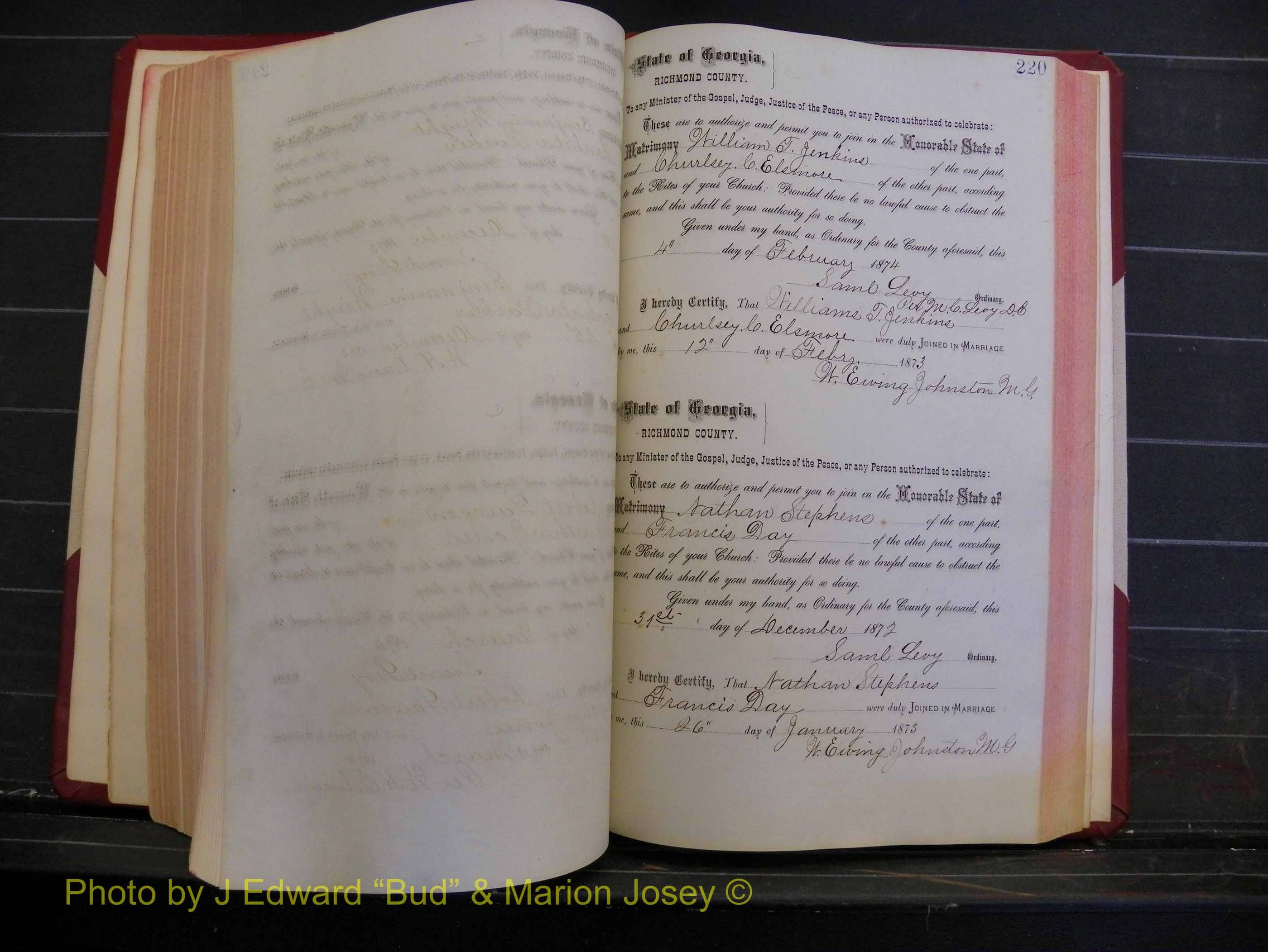 Richmond Marriages, Book H, 1868-1875 P 220.JPG