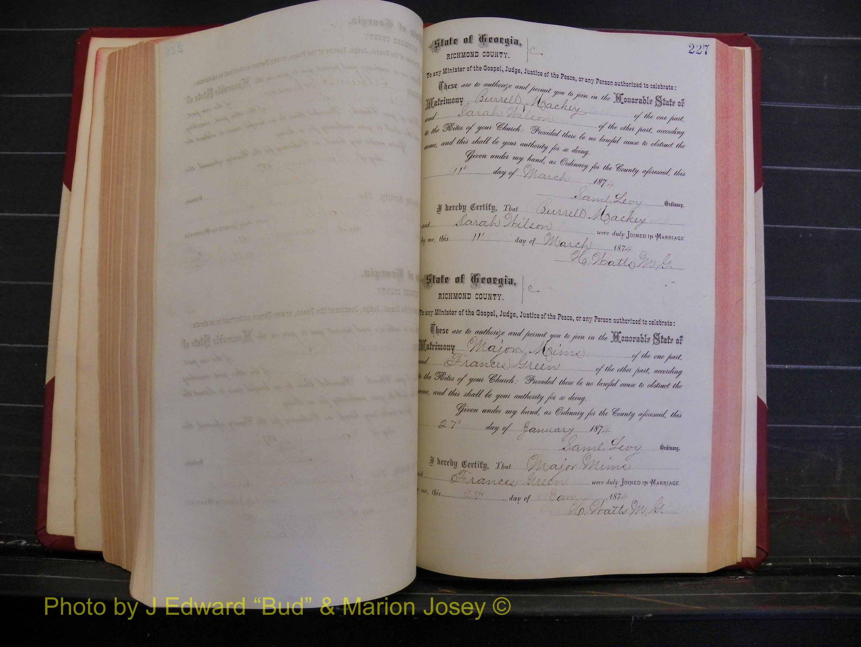 Richmond Marriages, Book H, 1868-1875 P 227.JPG