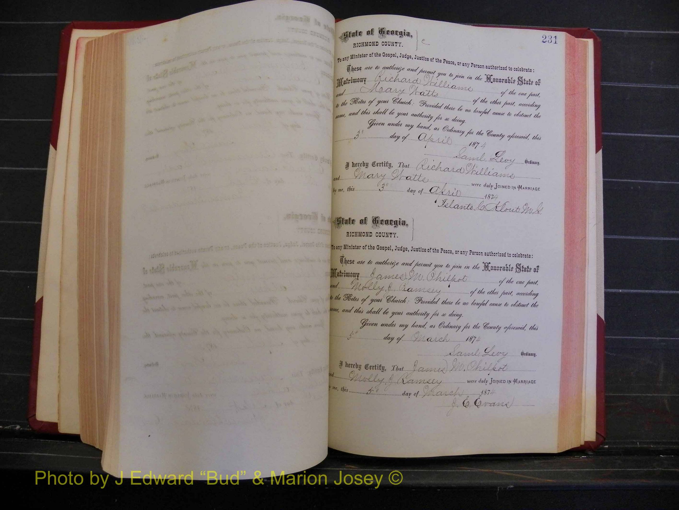 Richmond Marriages, Book H, 1868-1875 P 231.JPG