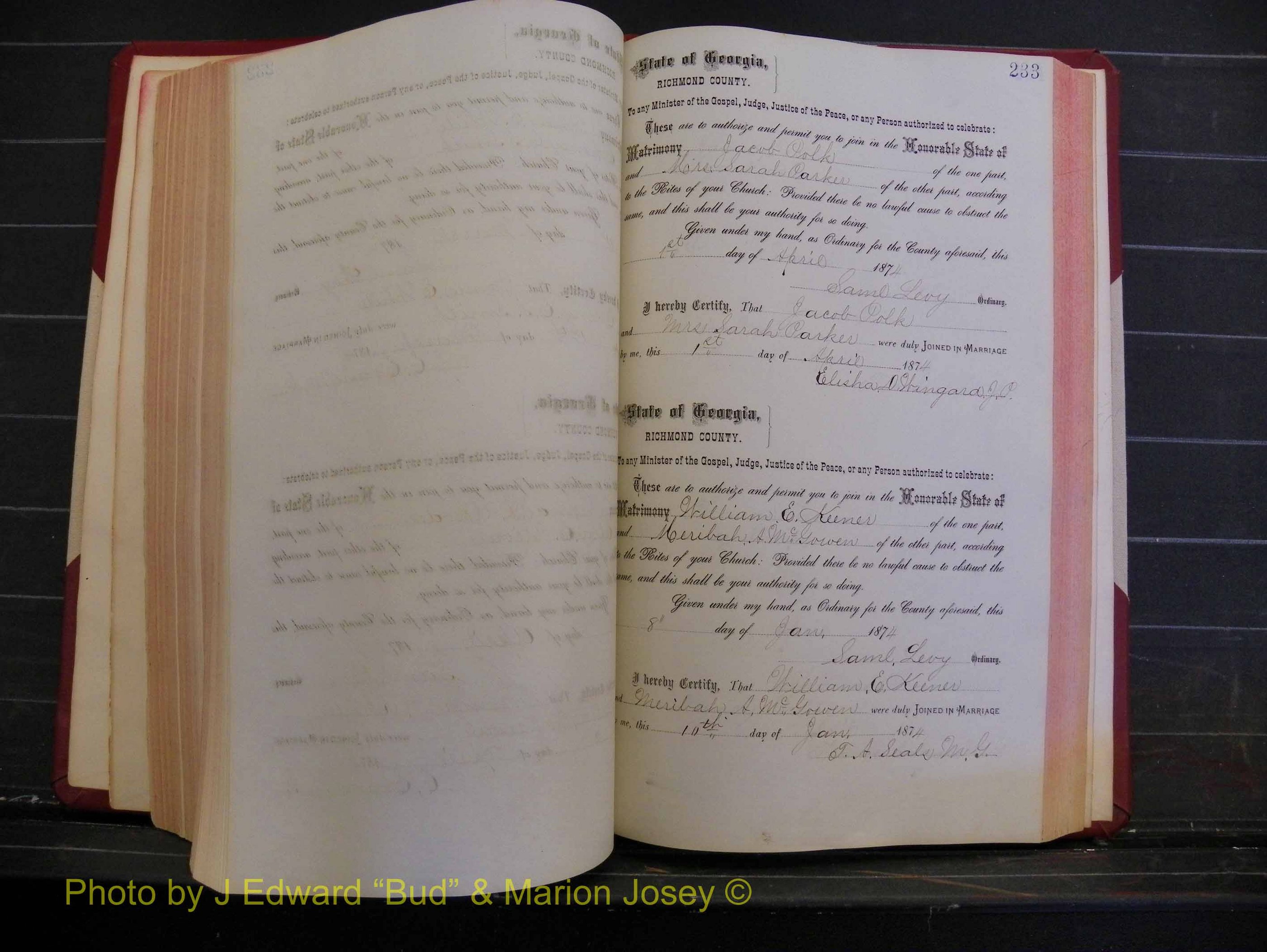 Richmond Marriages, Book H, 1868-1875 P 233.JPG