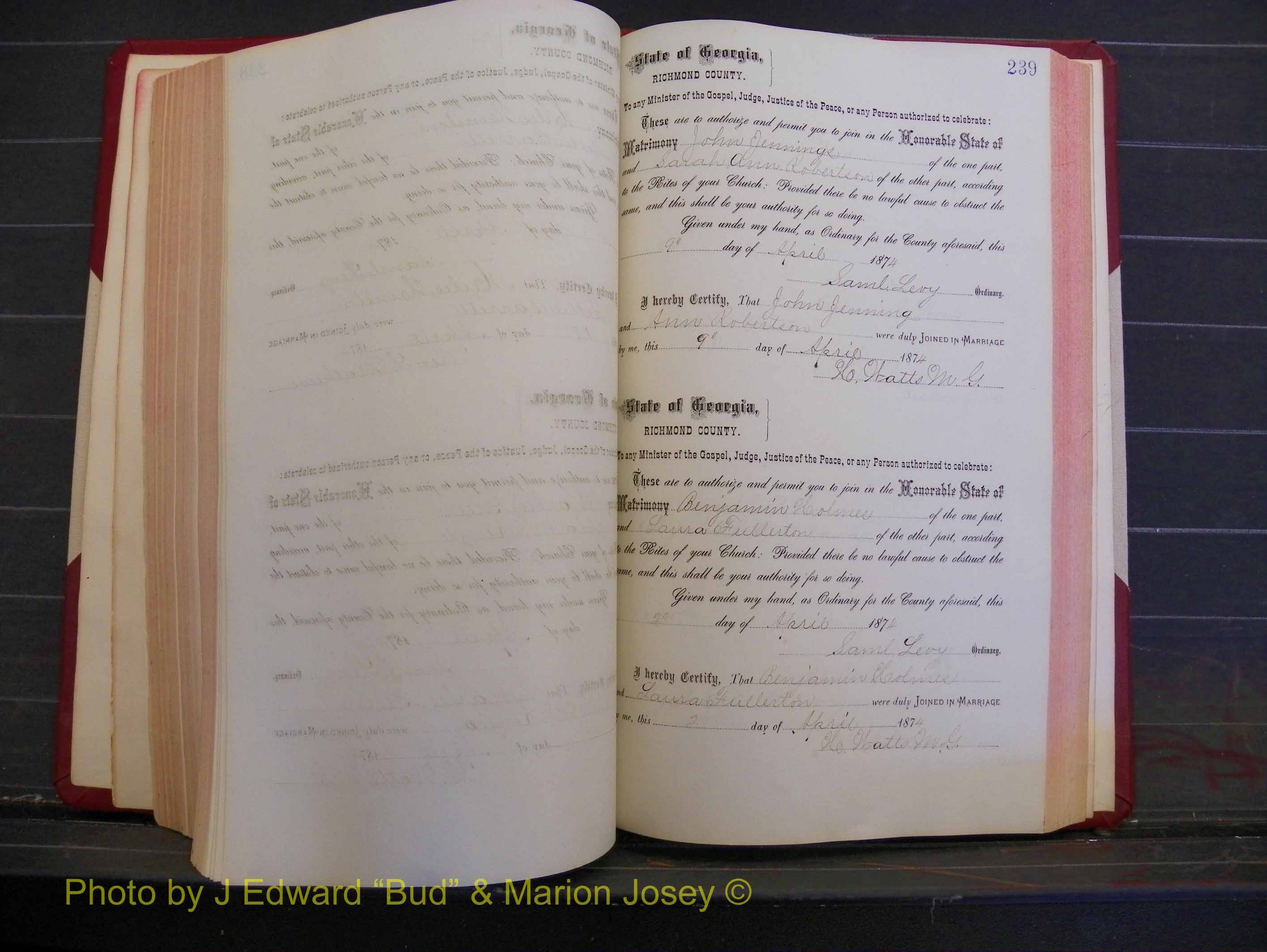 Richmond Marriages, Book H, 1868-1875 P 239.JPG