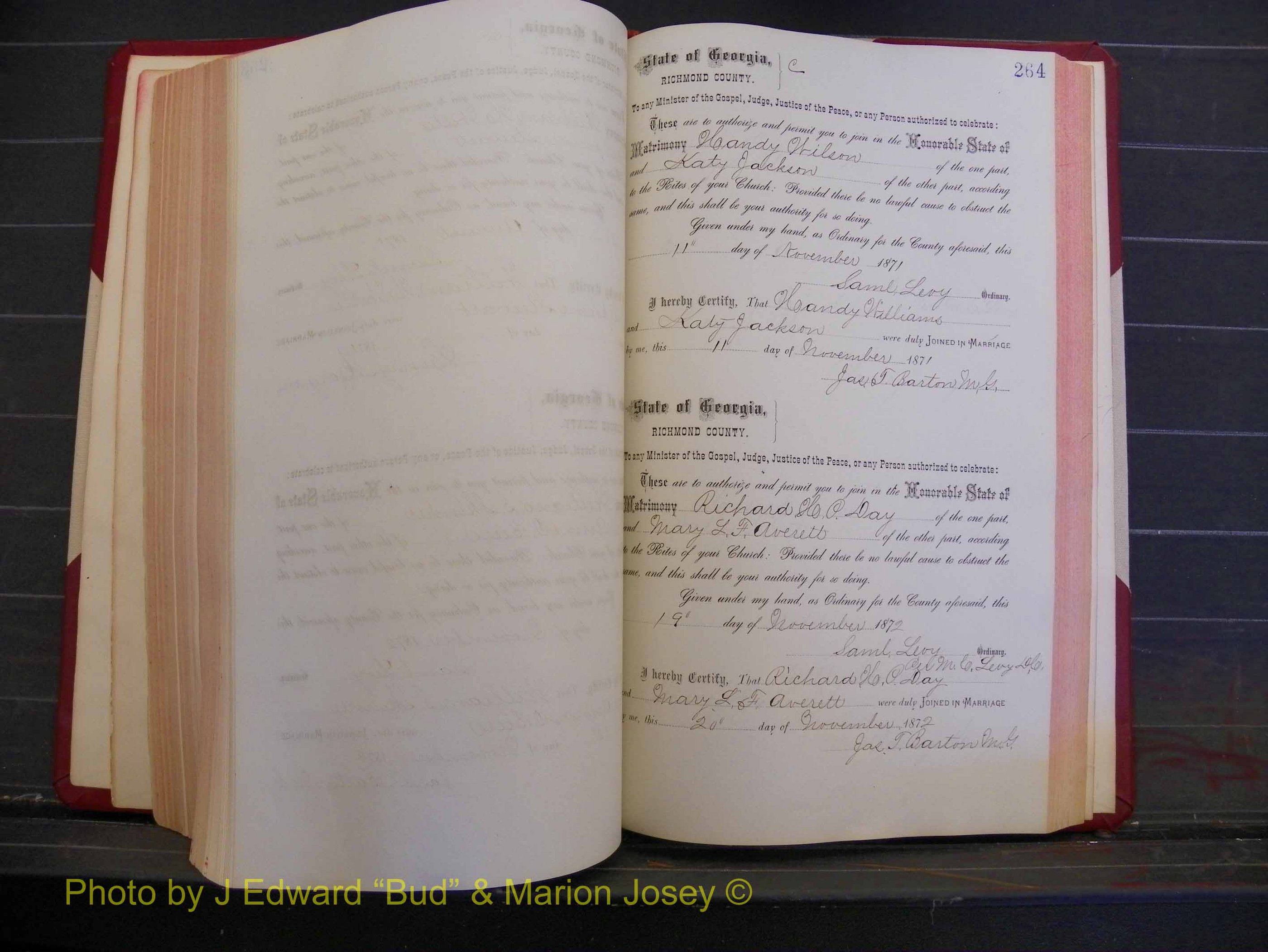 Richmond Marriages, Book H, 1868-1875 P 264.JPG