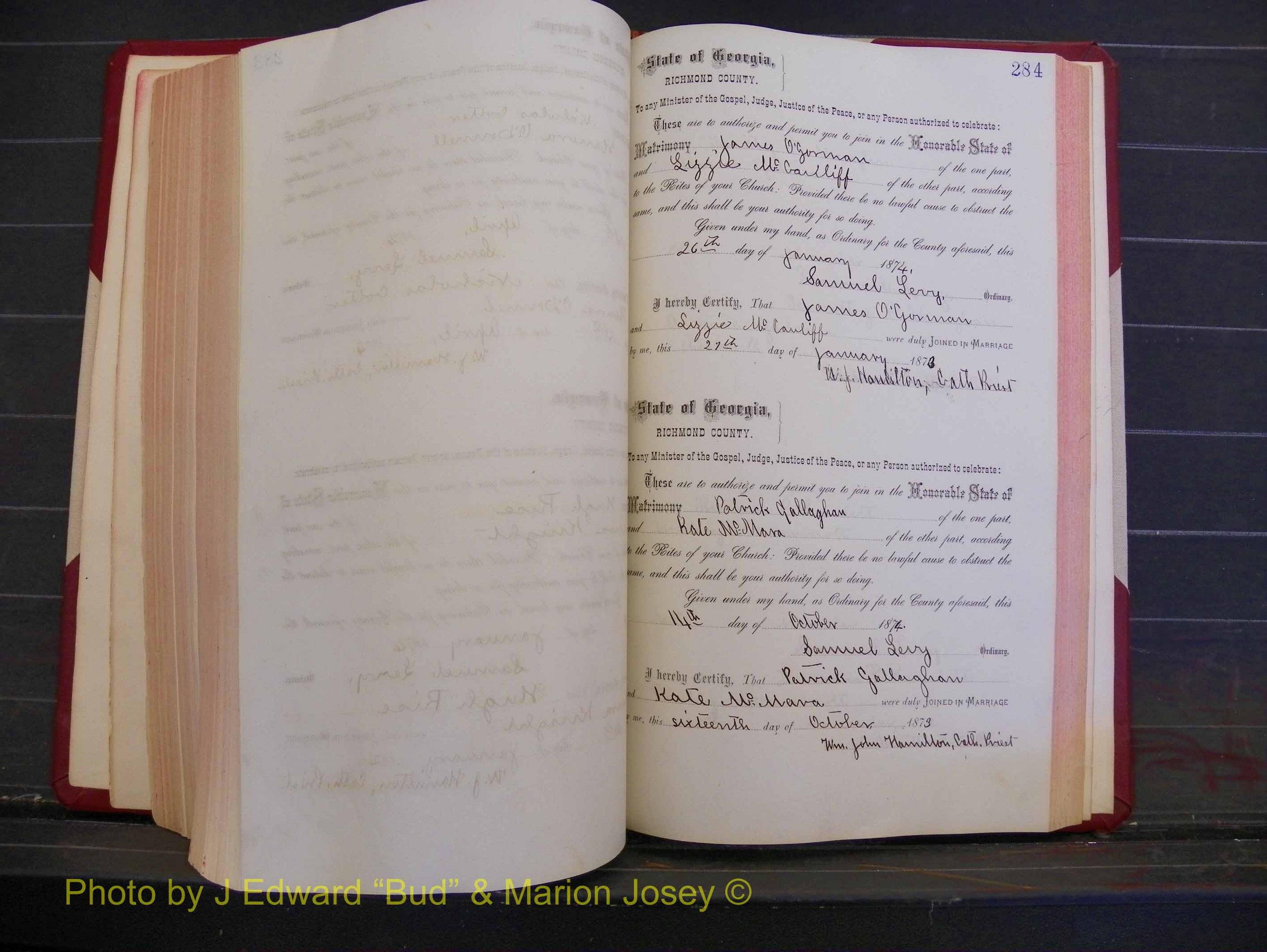 Richmond Marriages, Book H, 1868-1875 P 284.JPG