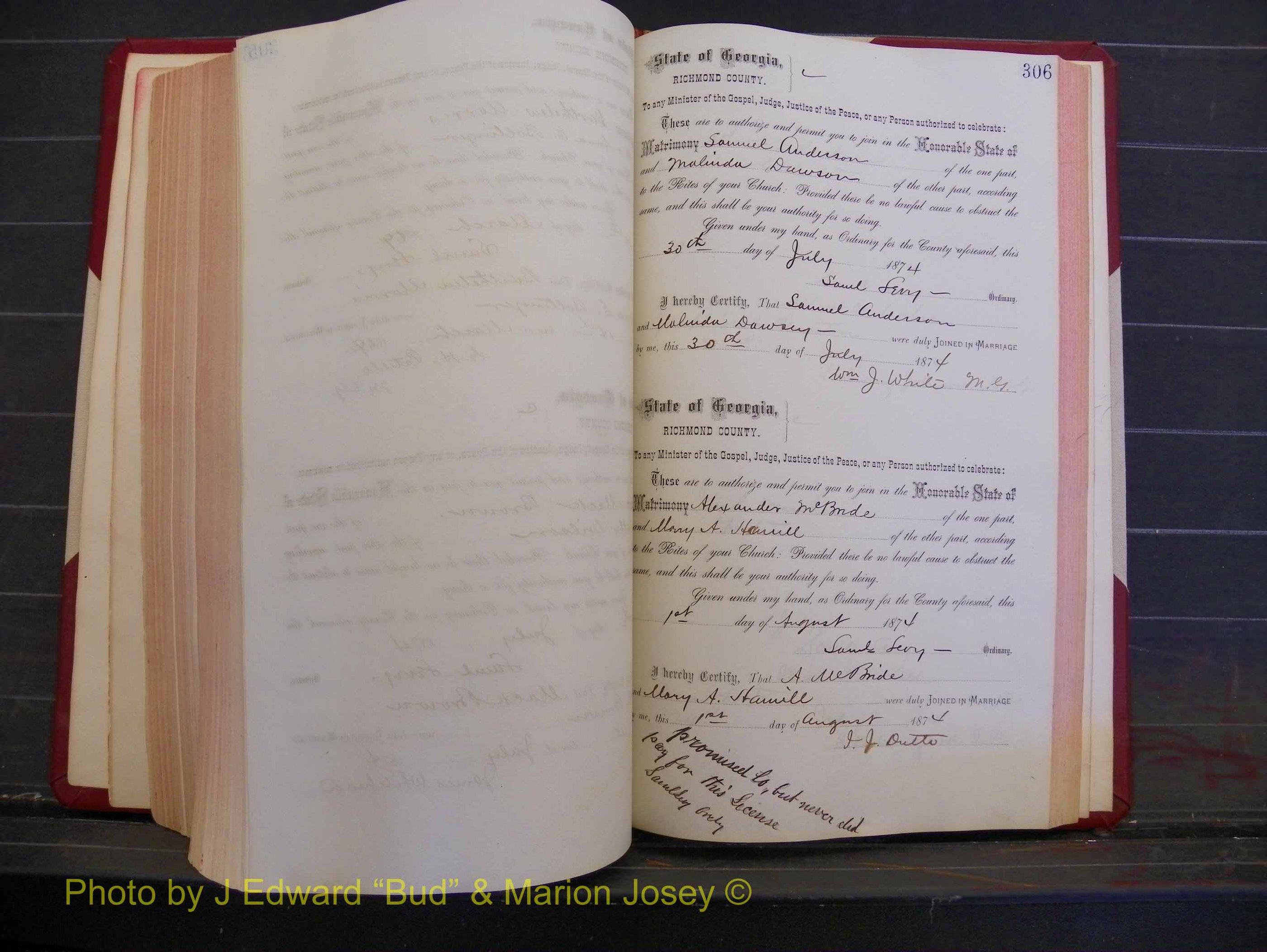 Richmond Marriages, Book H, 1868-1875 P 306.JPG