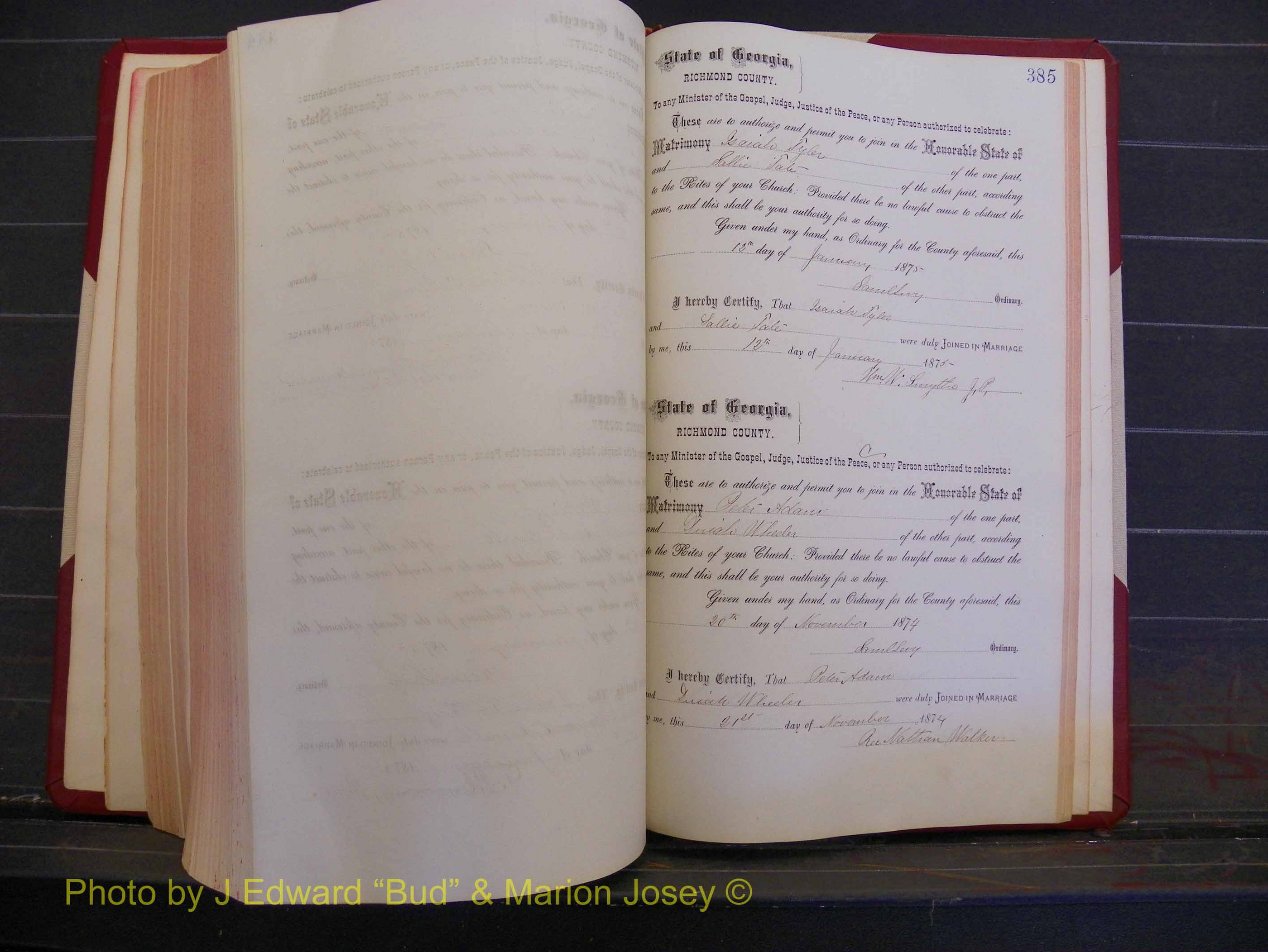 Richmond Marriages, Book H, 1868-1875 P 385.JPG