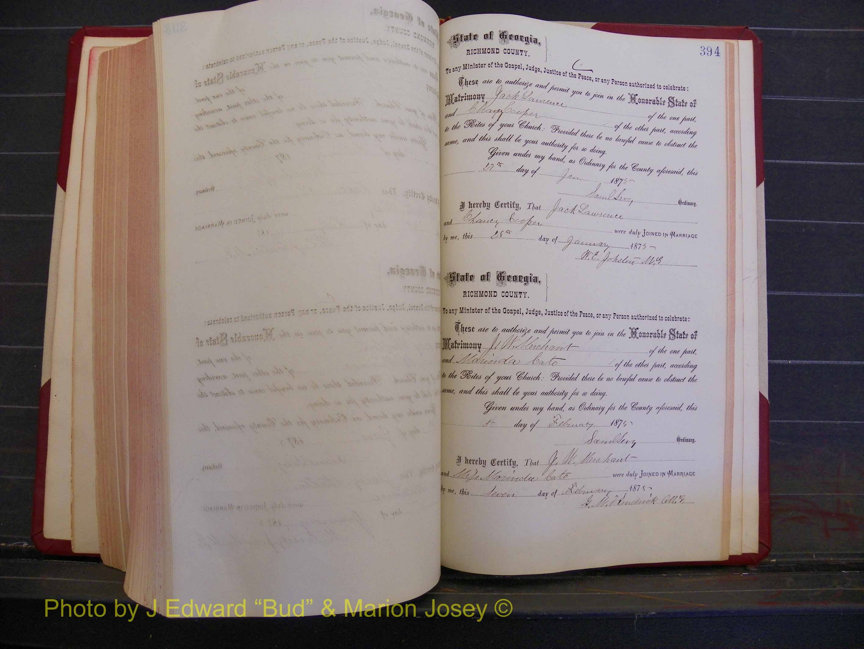 Richmond Marriages, Book H, 1868-1875 P 394.JPG