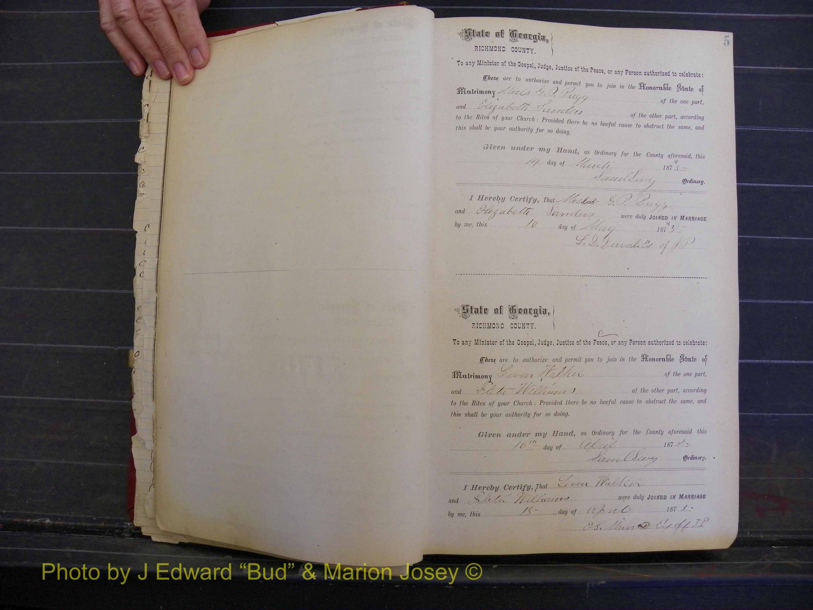 Richmond Marriages, Book I, 1868-1881 P 005.JPG