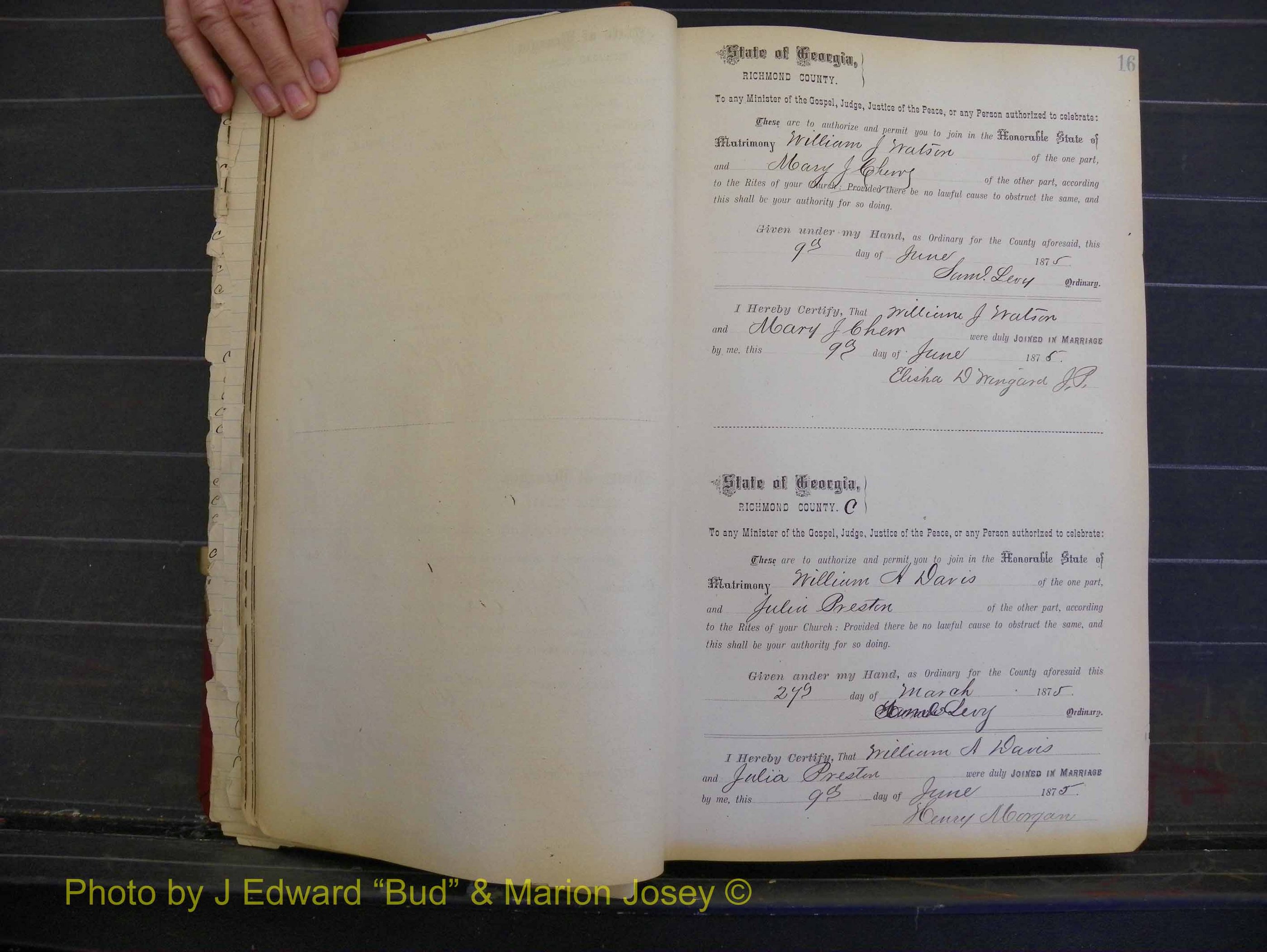 Richmond Marriages, Book I, 1868-1881 P 016.JPG