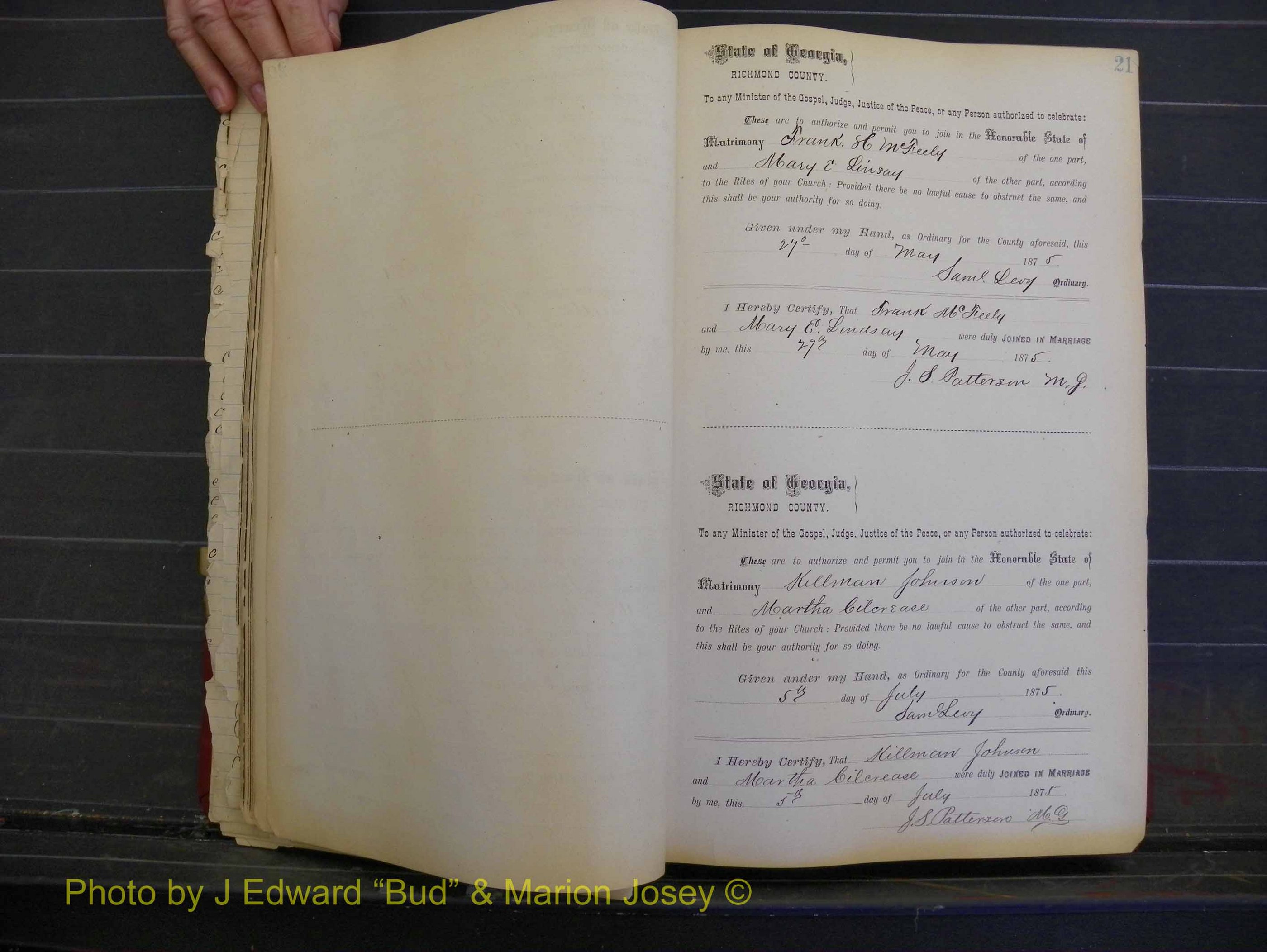 Richmond Marriages, Book I, 1868-1881 P 021.JPG