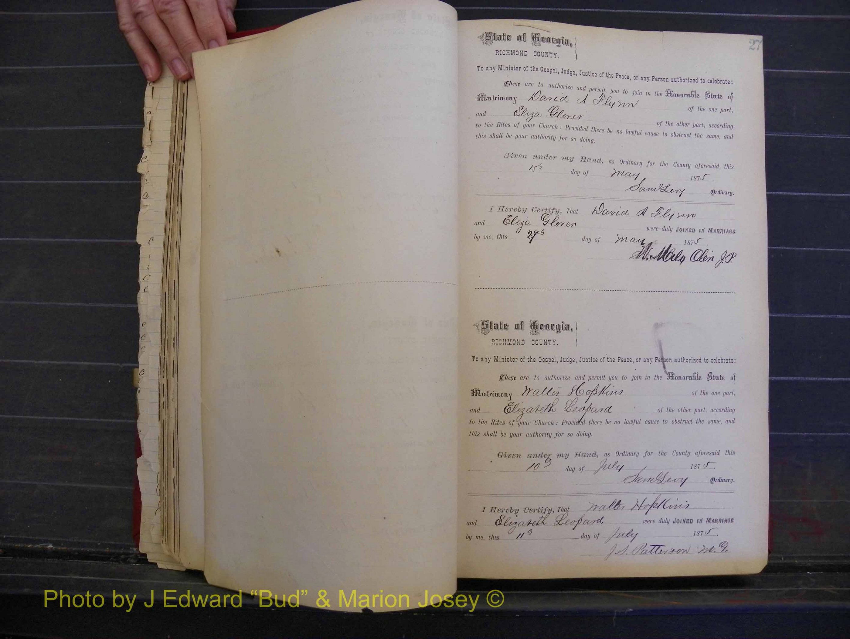 Richmond Marriages, Book I, 1868-1881 P 027.JPG