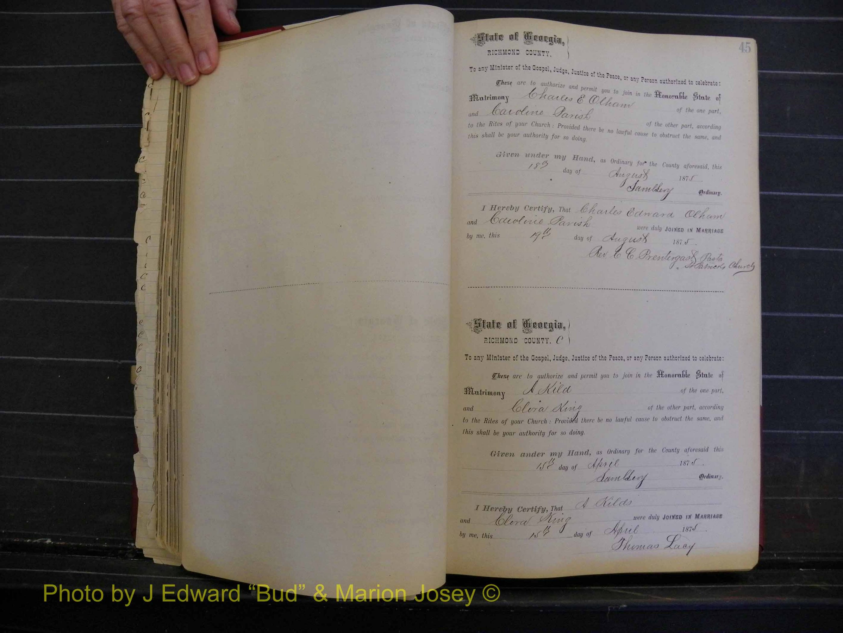 Richmond Marriages, Book I, 1868-1881 P 045.JPG