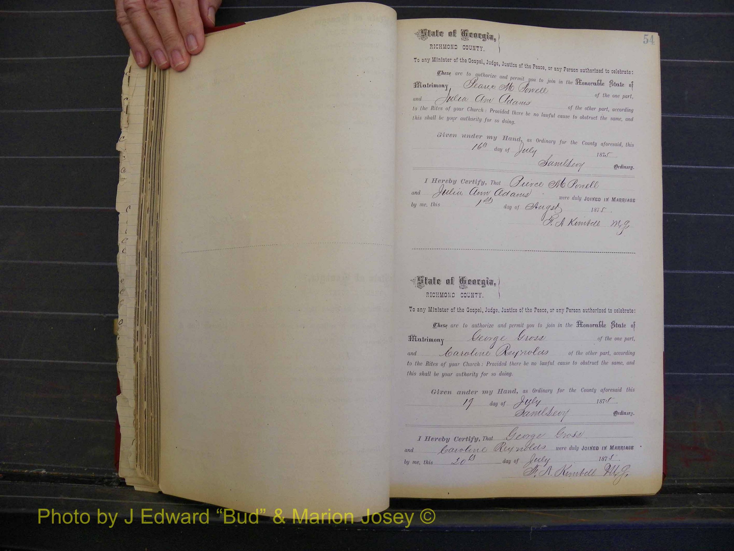 Richmond Marriages, Book I, 1868-1881 P 054.JPG