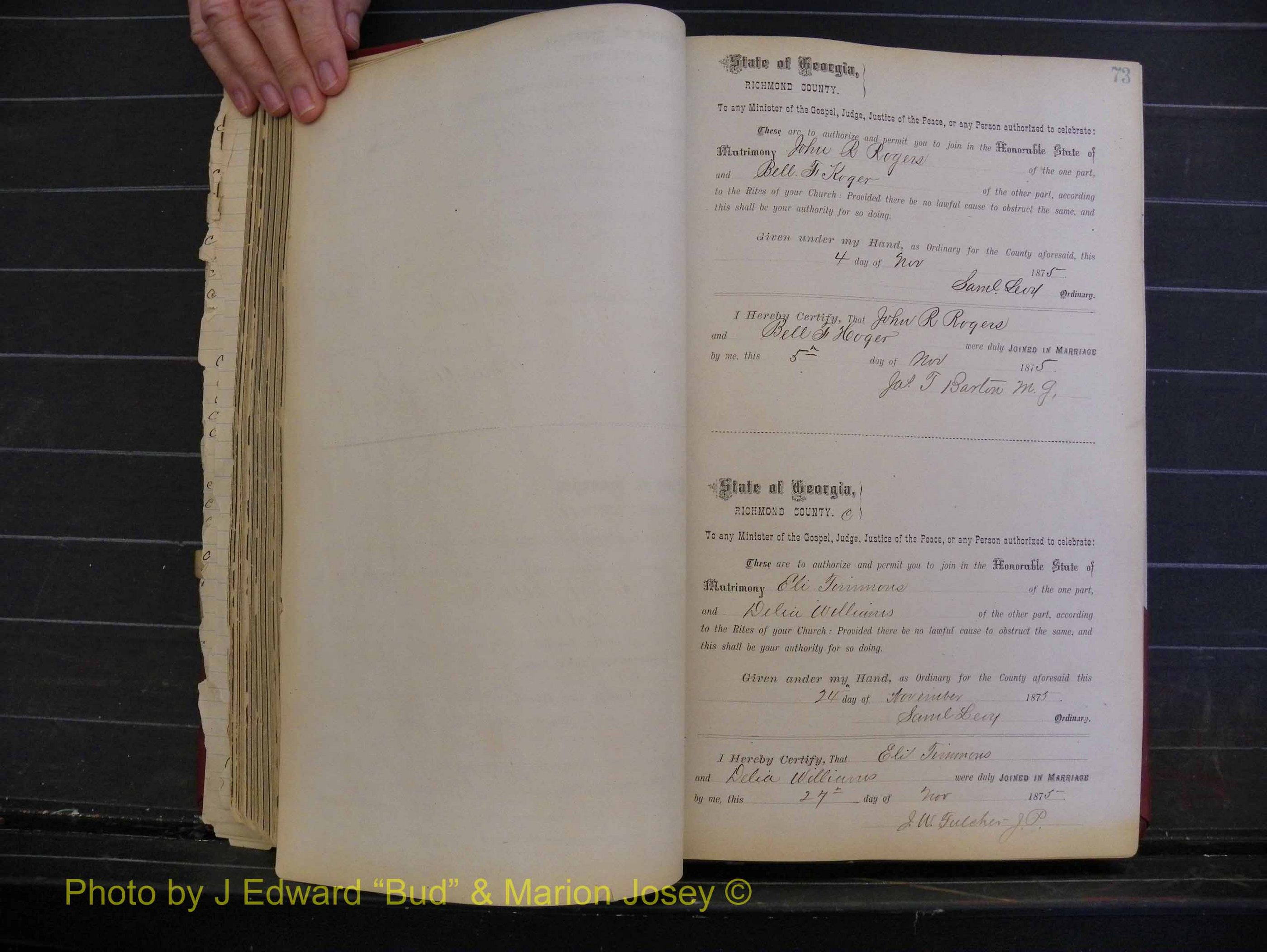 Richmond Marriages, Book I, 1868-1881 P 073.JPG