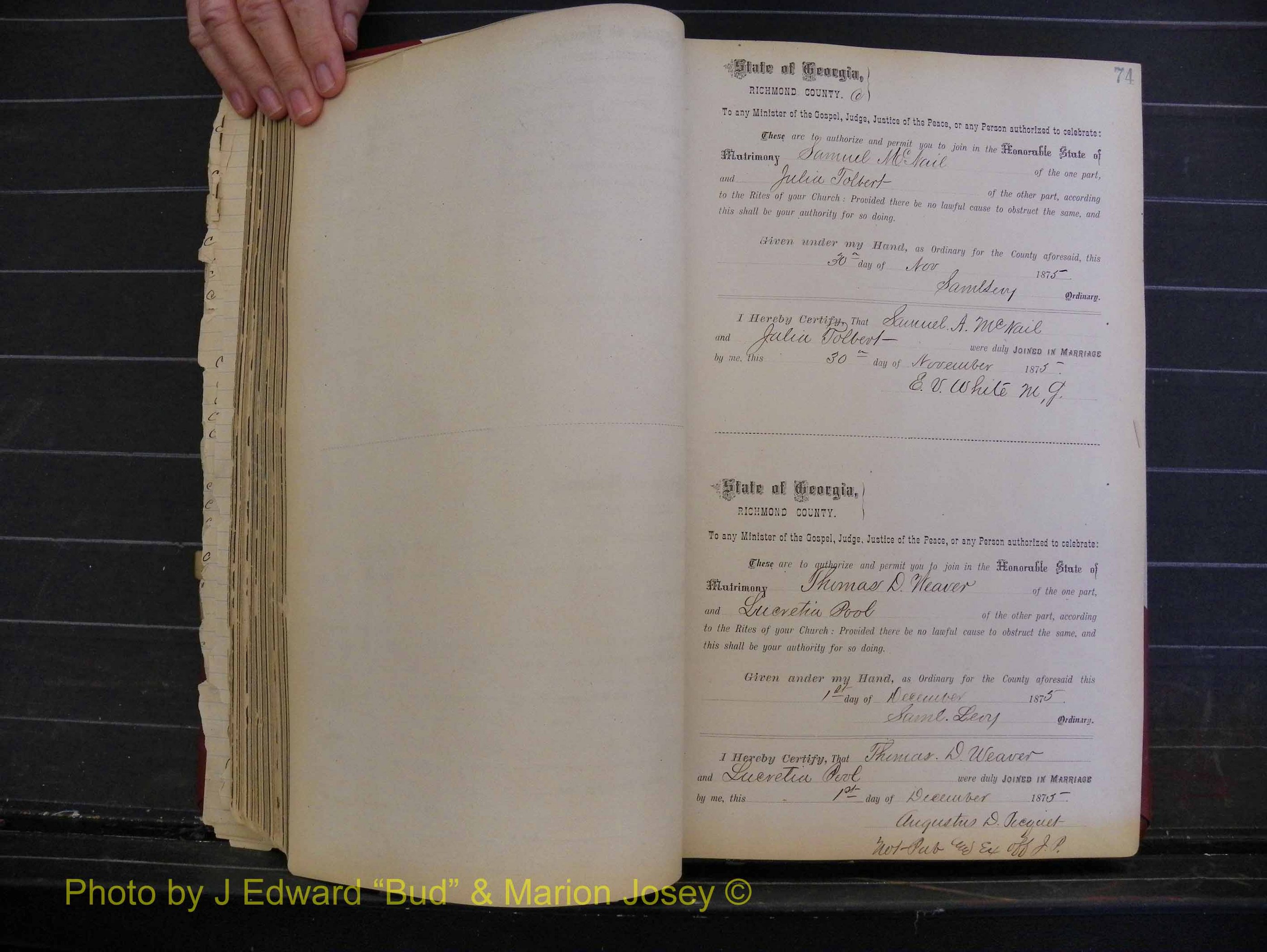 Richmond Marriages, Book I, 1868-1881 P 074.JPG