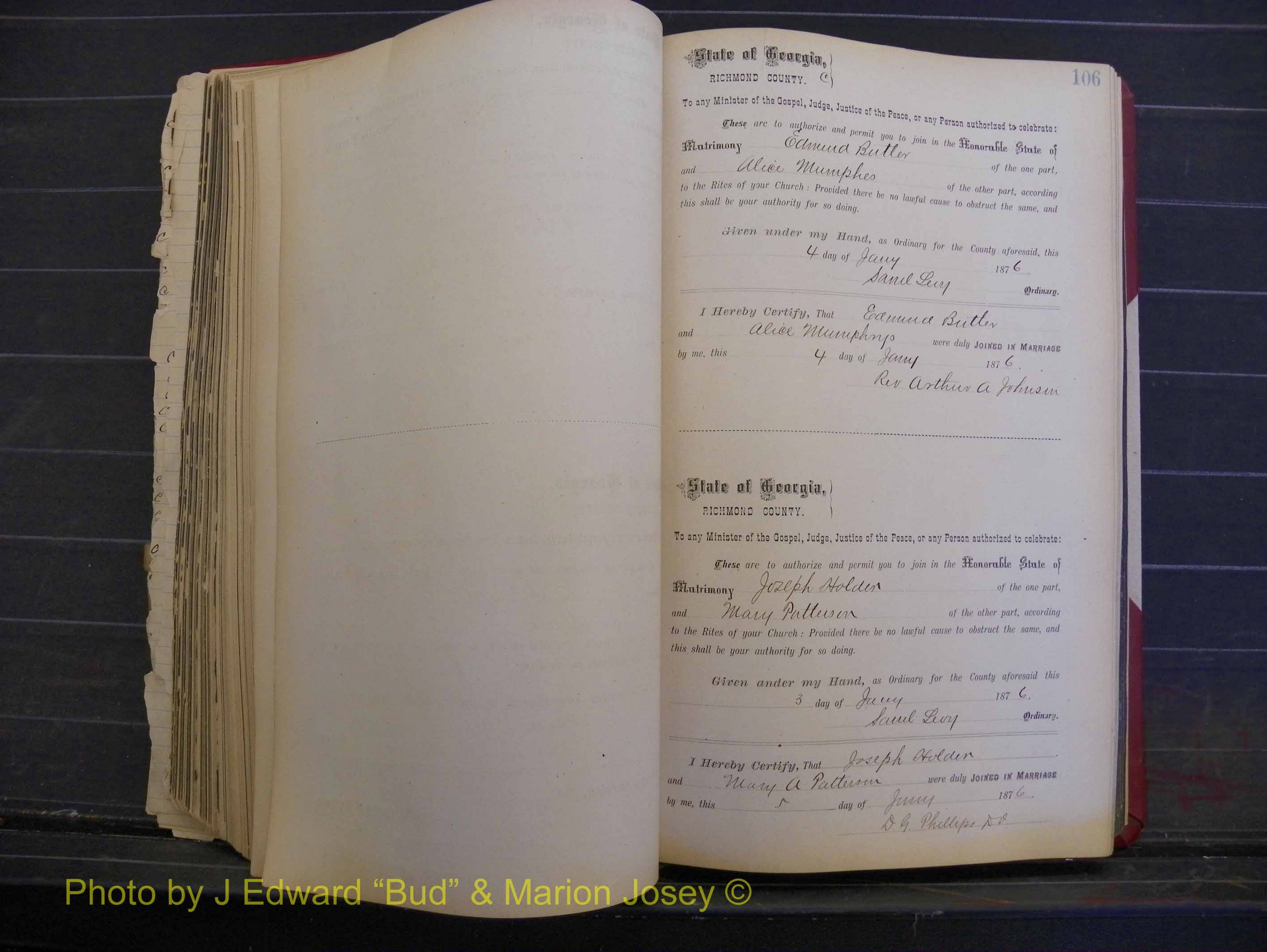 Richmond Marriages, Book I, 1868-1881 P 106.JPG