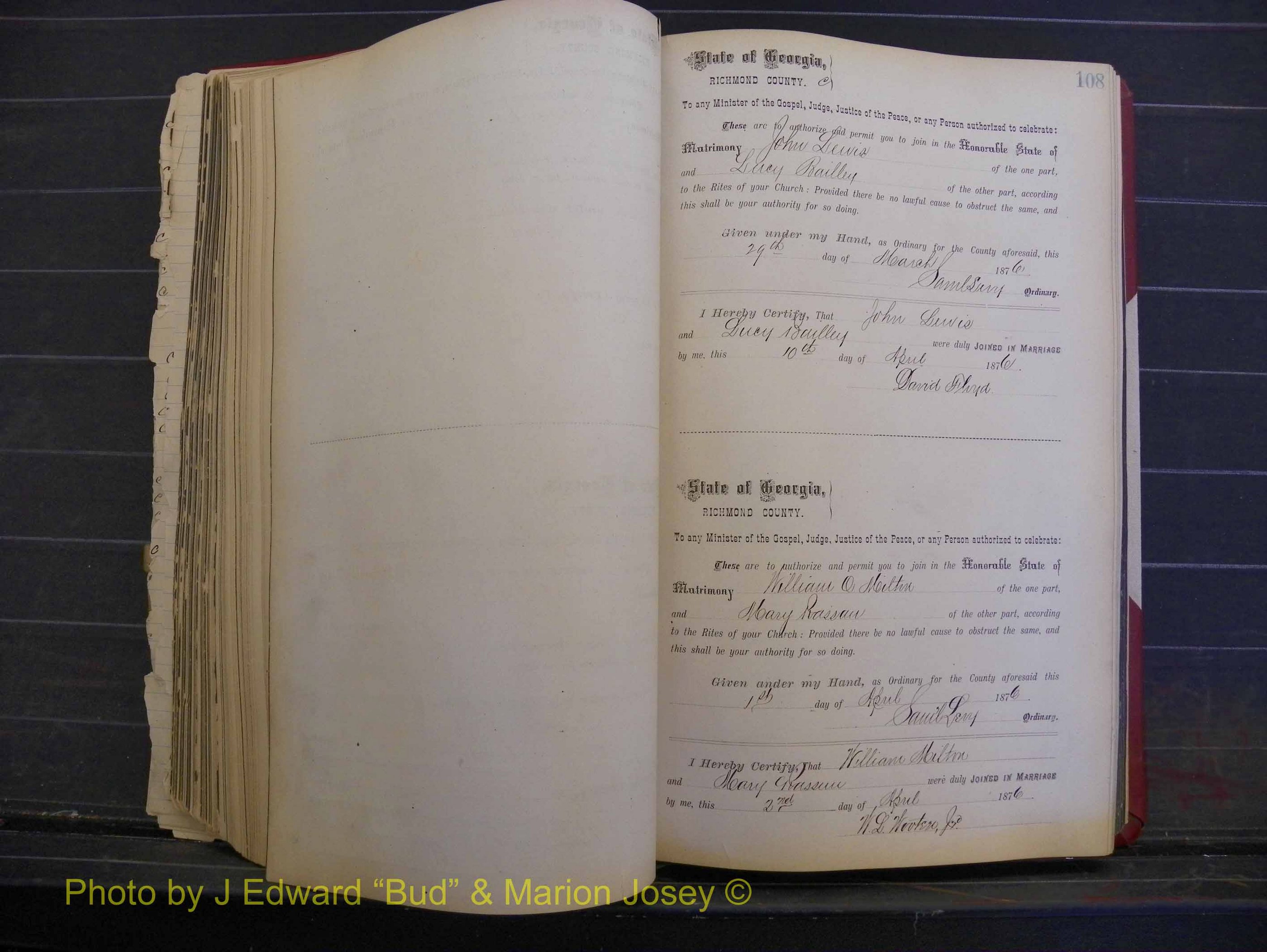 Richmond Marriages, Book I, 1868-1881 P 108.JPG