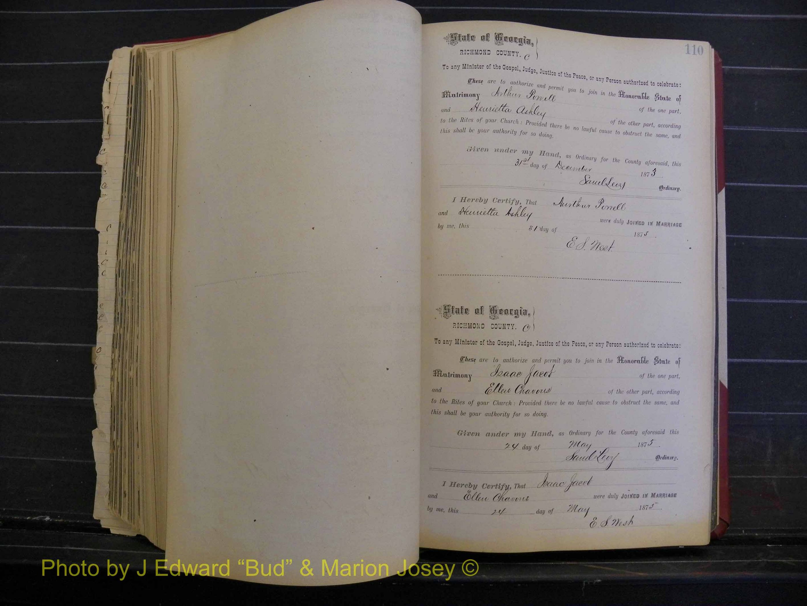 Richmond Marriages, Book I, 1868-1881 P 110.JPG