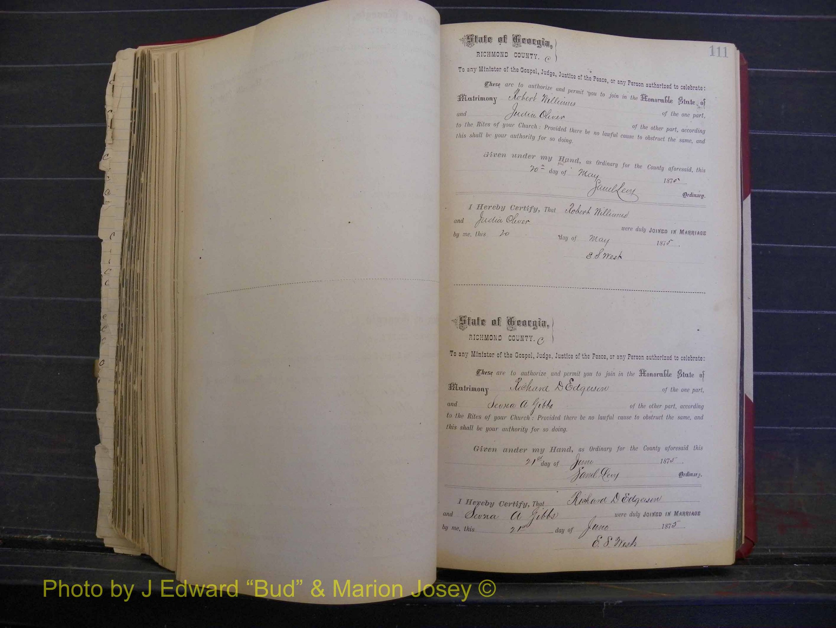 Richmond Marriages, Book I, 1868-1881 P 111.JPG