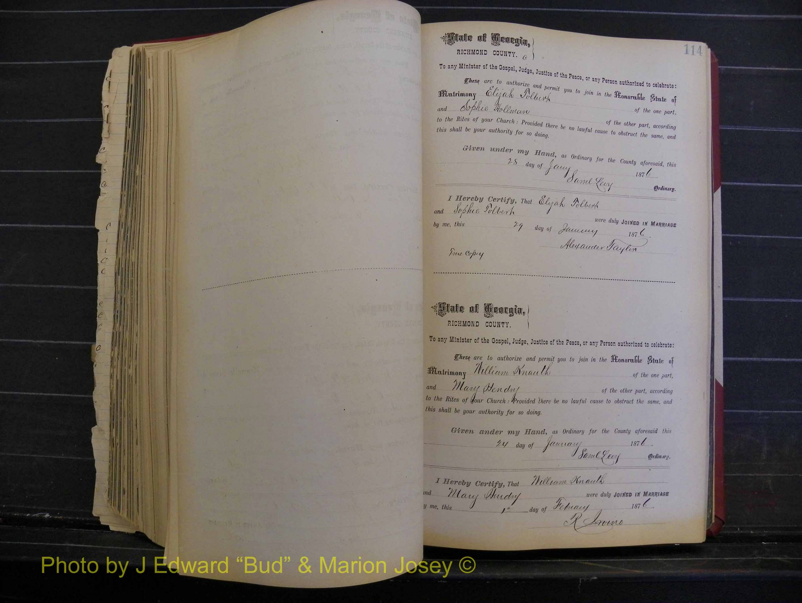 Richmond Marriages, Book I, 1868-1881 P 114.JPG