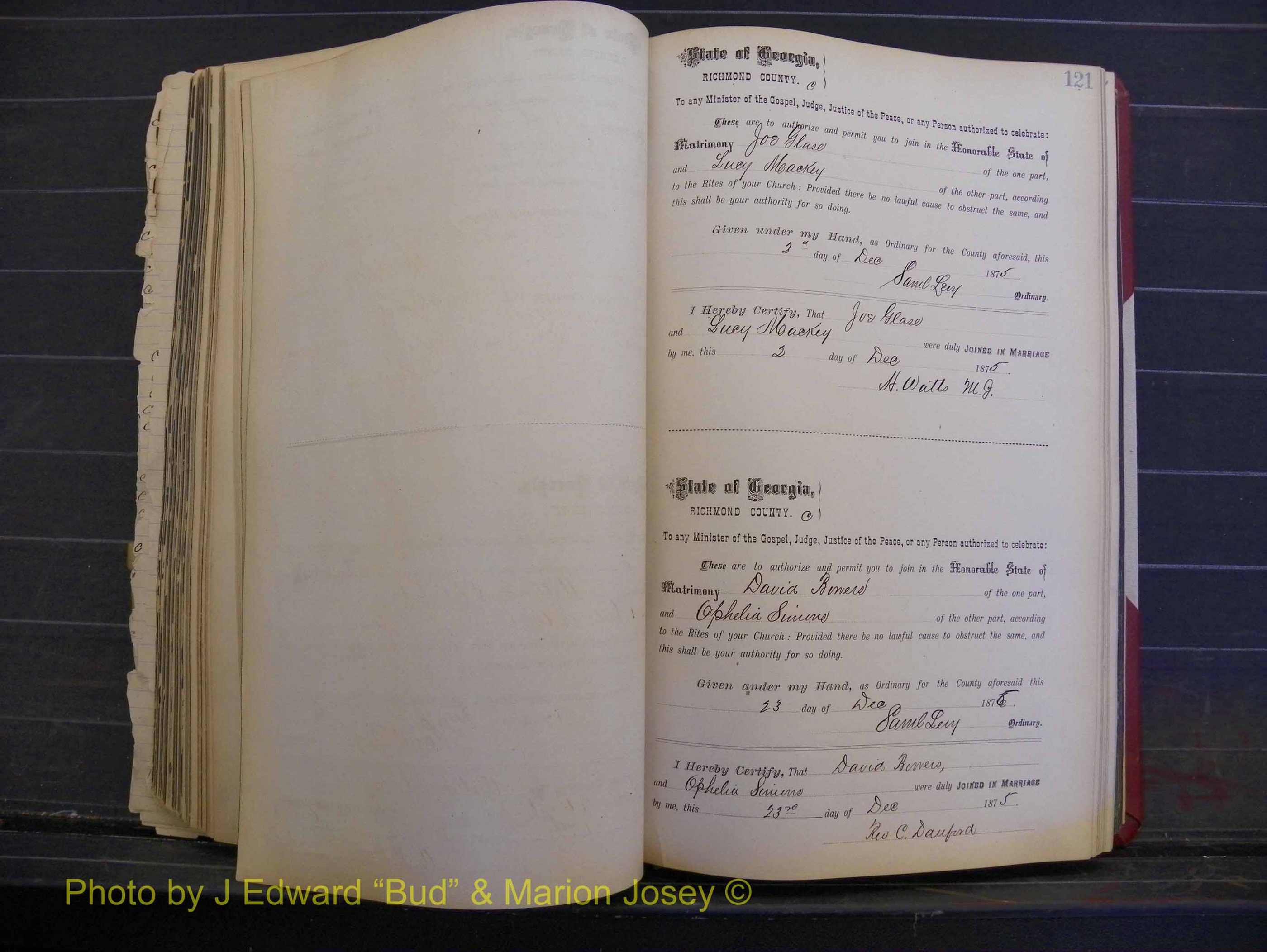Richmond Marriages, Book I, 1868-1881 P 121.JPG