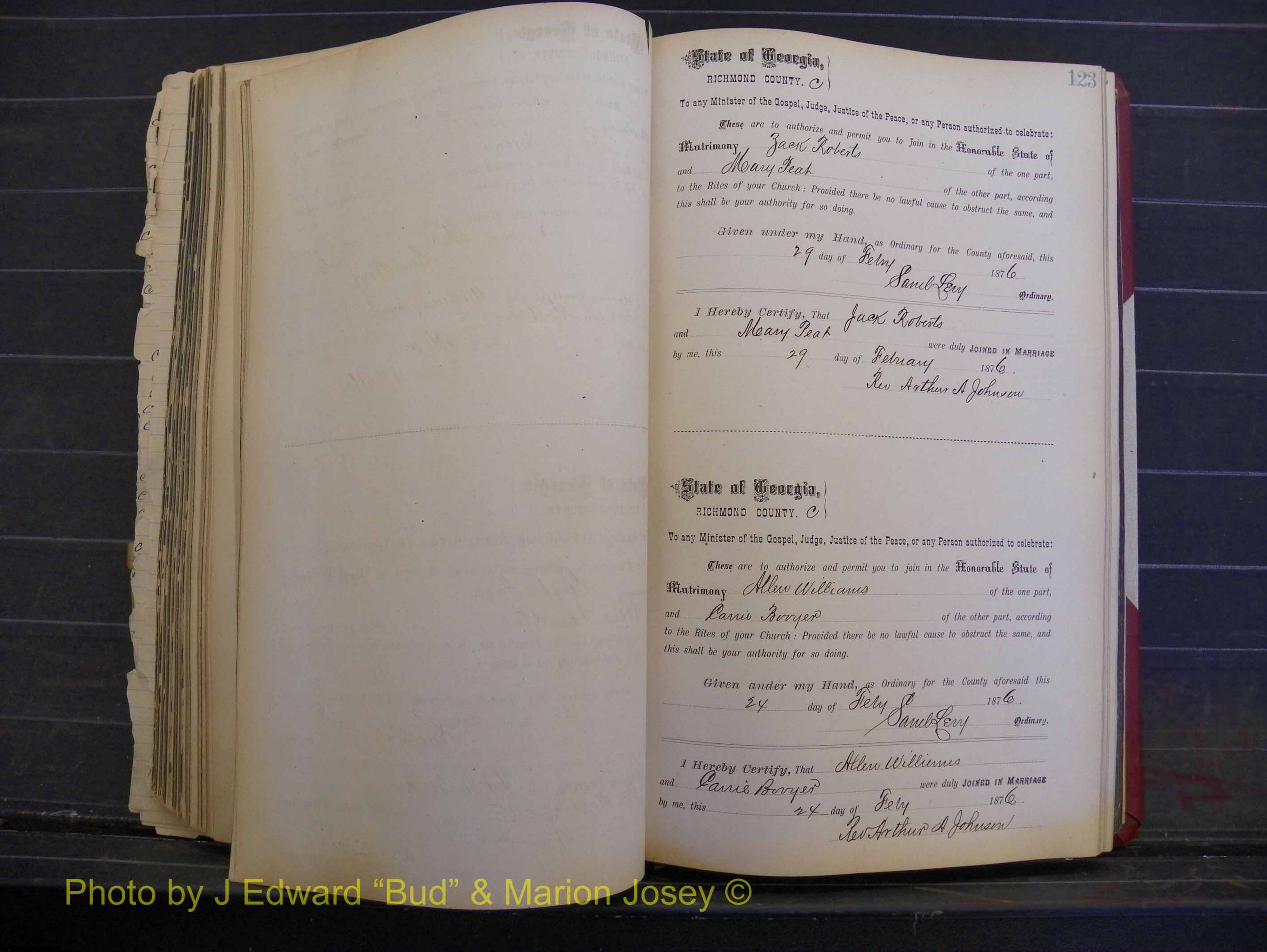 Richmond Marriages, Book I, 1868-1881 P 123.JPG