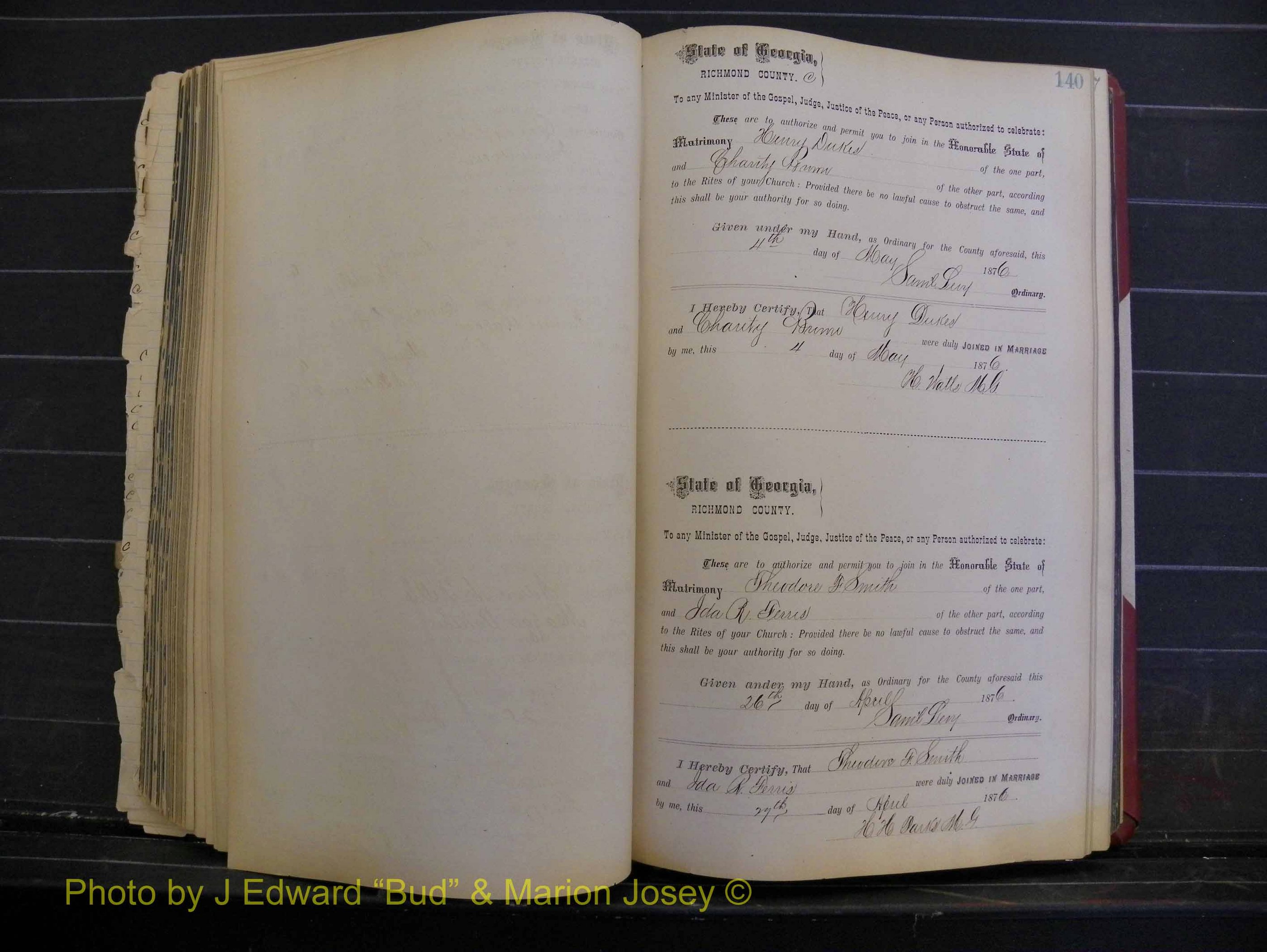 Richmond Marriages, Book I, 1868-1881 P 140.JPG