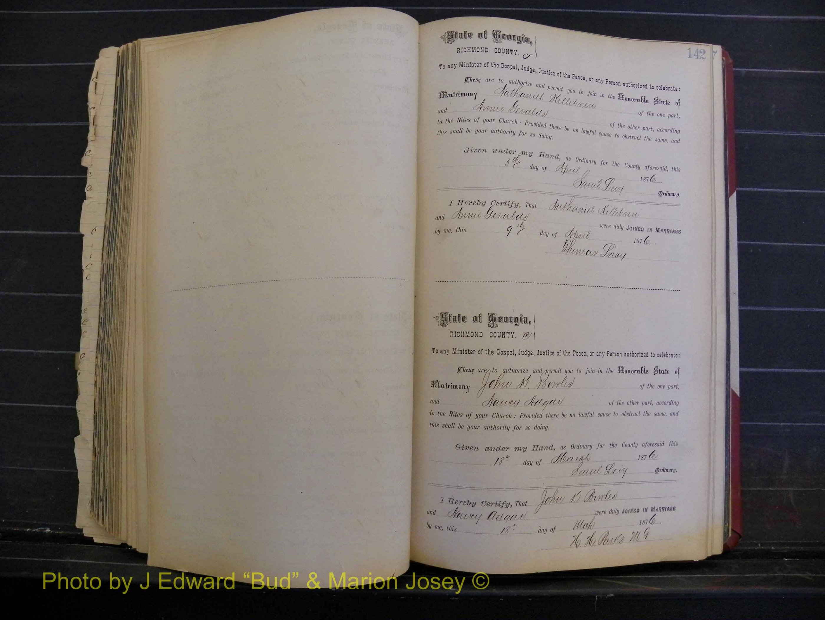 Richmond Marriages, Book I, 1868-1881 P 142.JPG