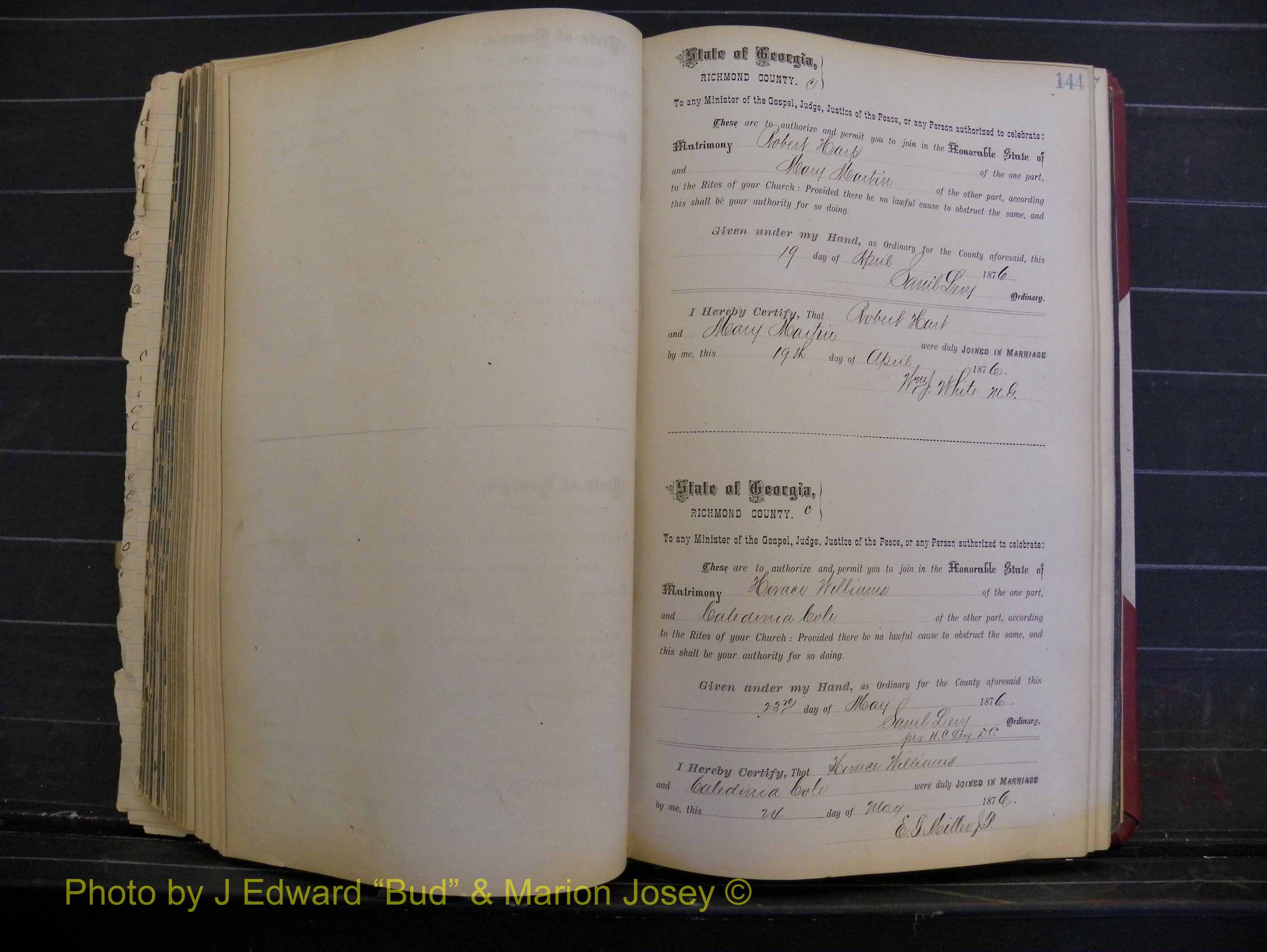 Richmond Marriages, Book I, 1868-1881 P 144.JPG