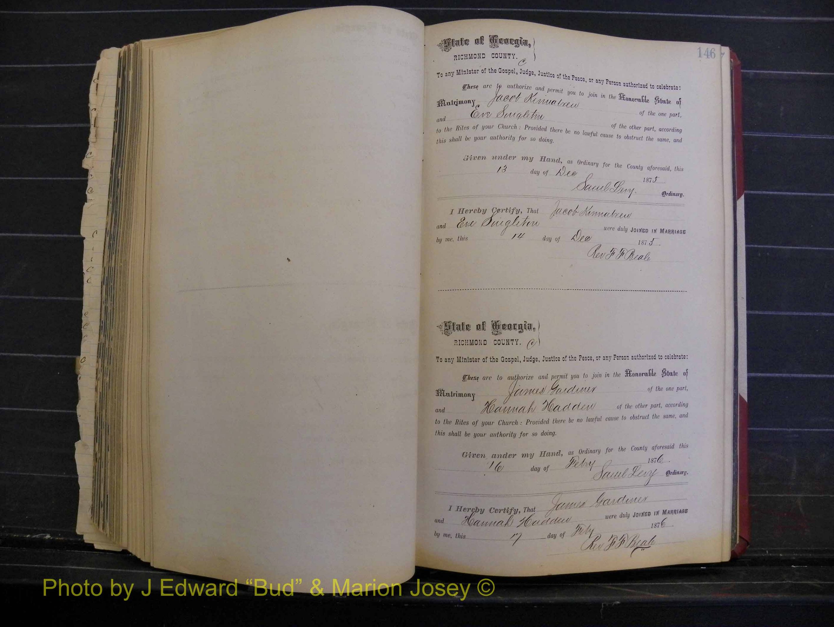 Richmond Marriages, Book I, 1868-1881 P 146.JPG
