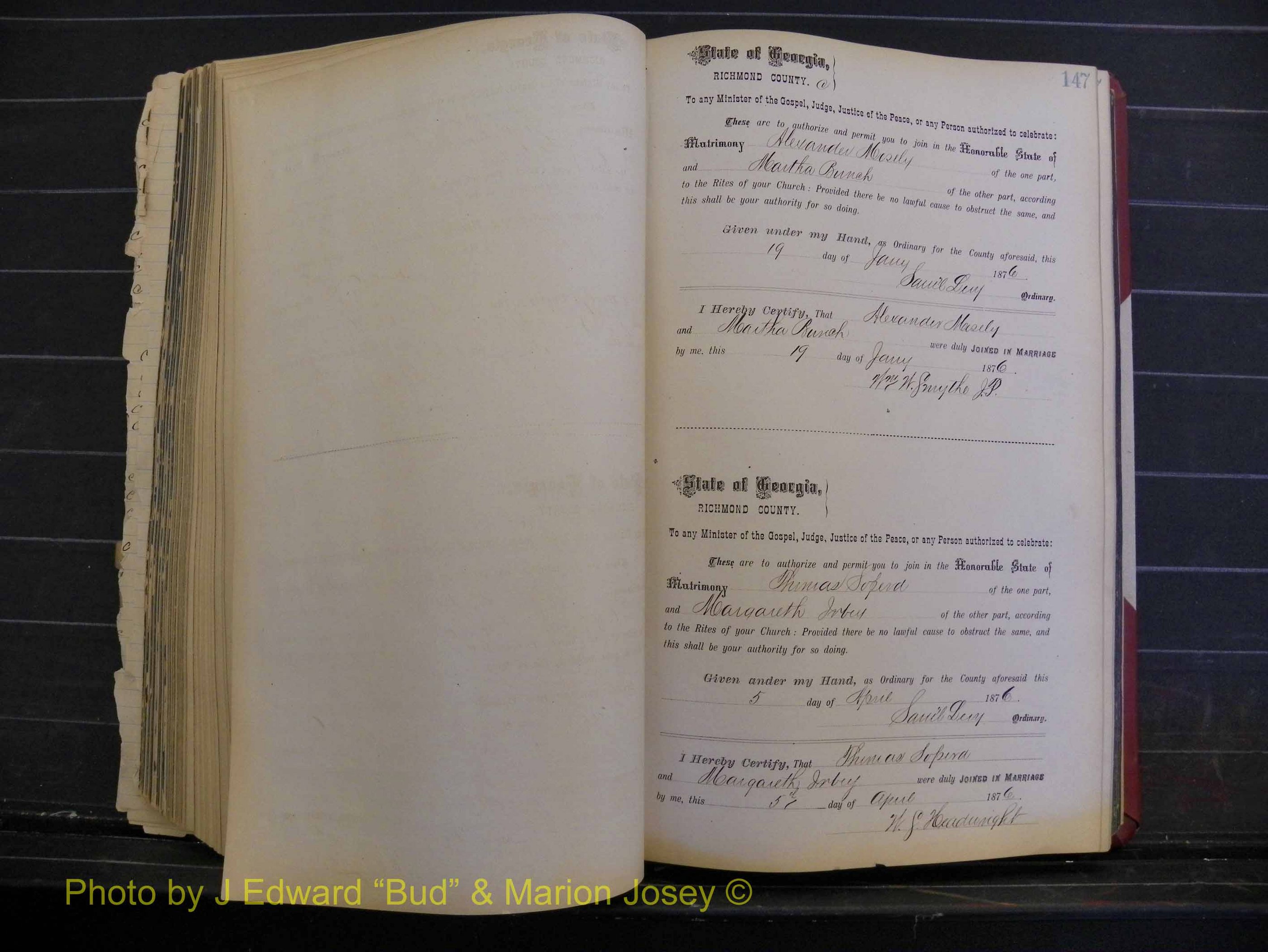 Richmond Marriages, Book I, 1868-1881 P 147.JPG