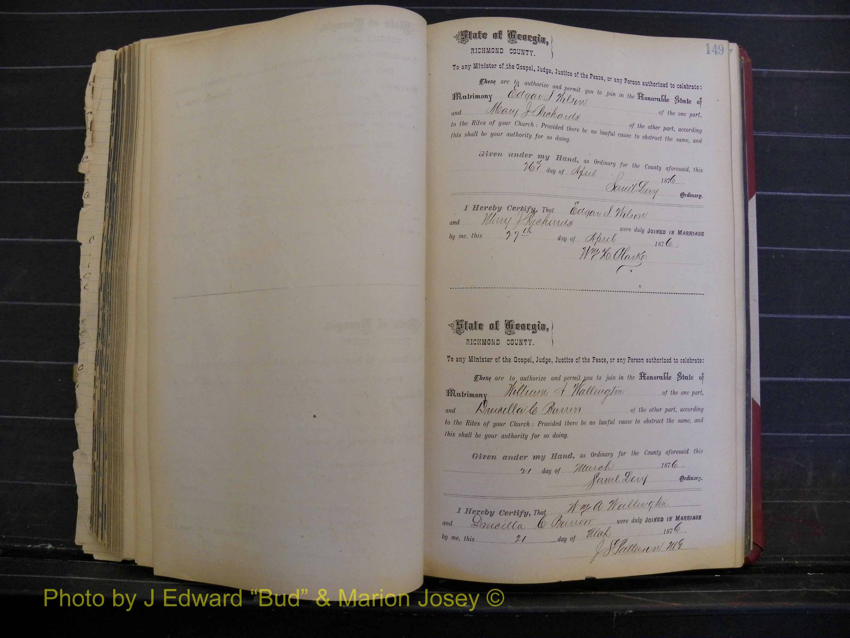 Richmond Marriages, Book I, 1868-1881 P 149.JPG