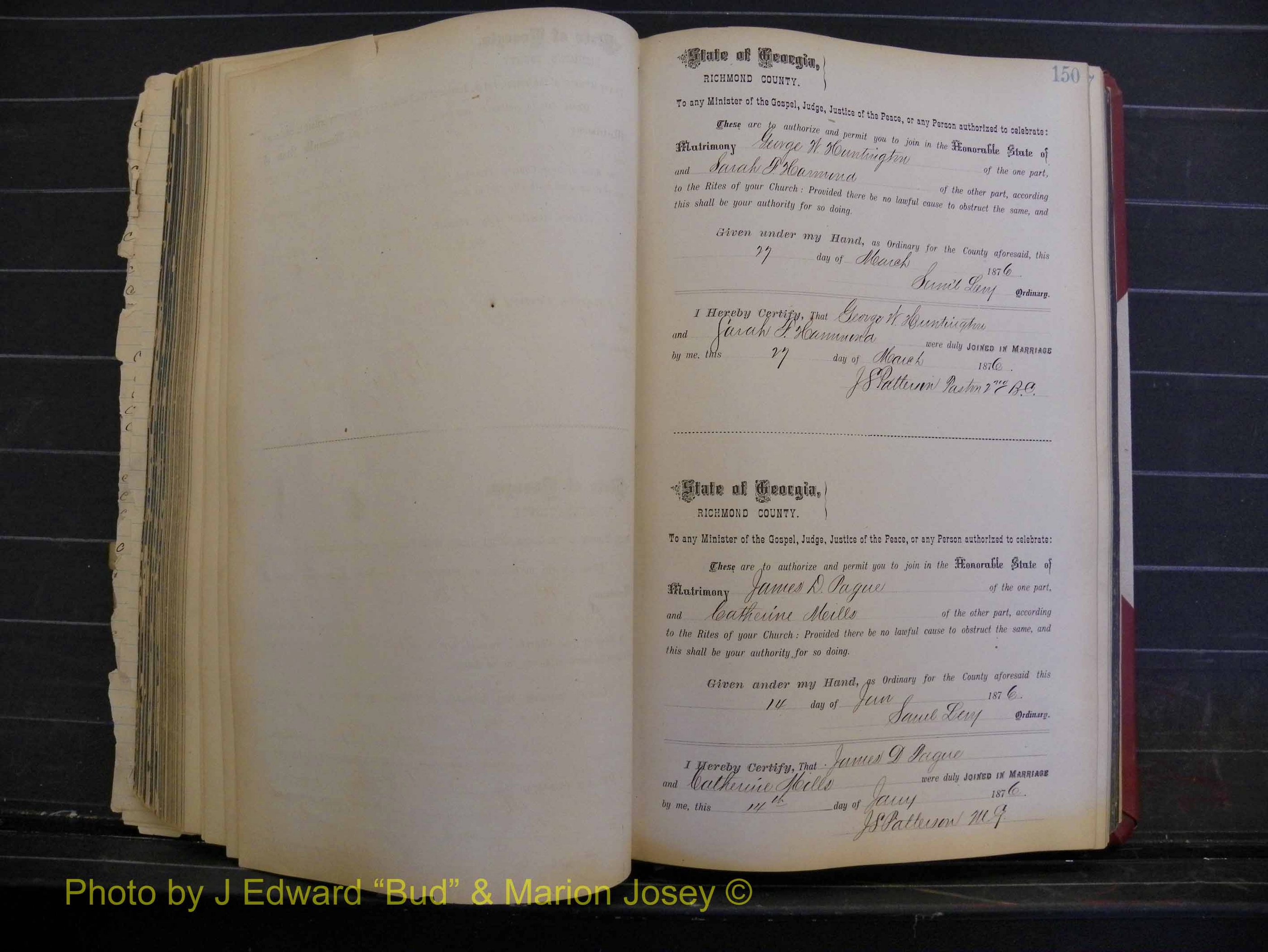 Richmond Marriages, Book I, 1868-1881 P 150.JPG